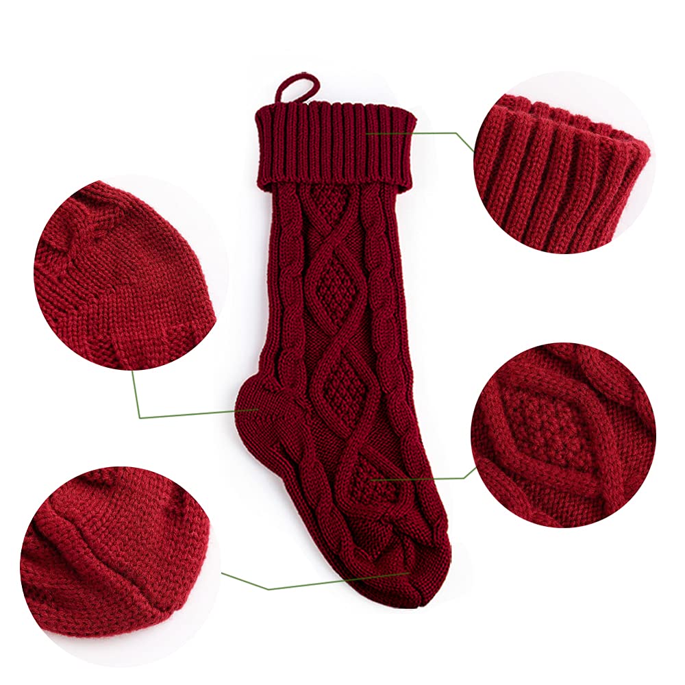 Yifanplus 4 Pack 18 Inch Large Knit Christmas Stockings - Classic White & Ivory Cable Knitted Holiday Stocking Decor for Family, Xmas Party & Fireplace Mantel Decorations