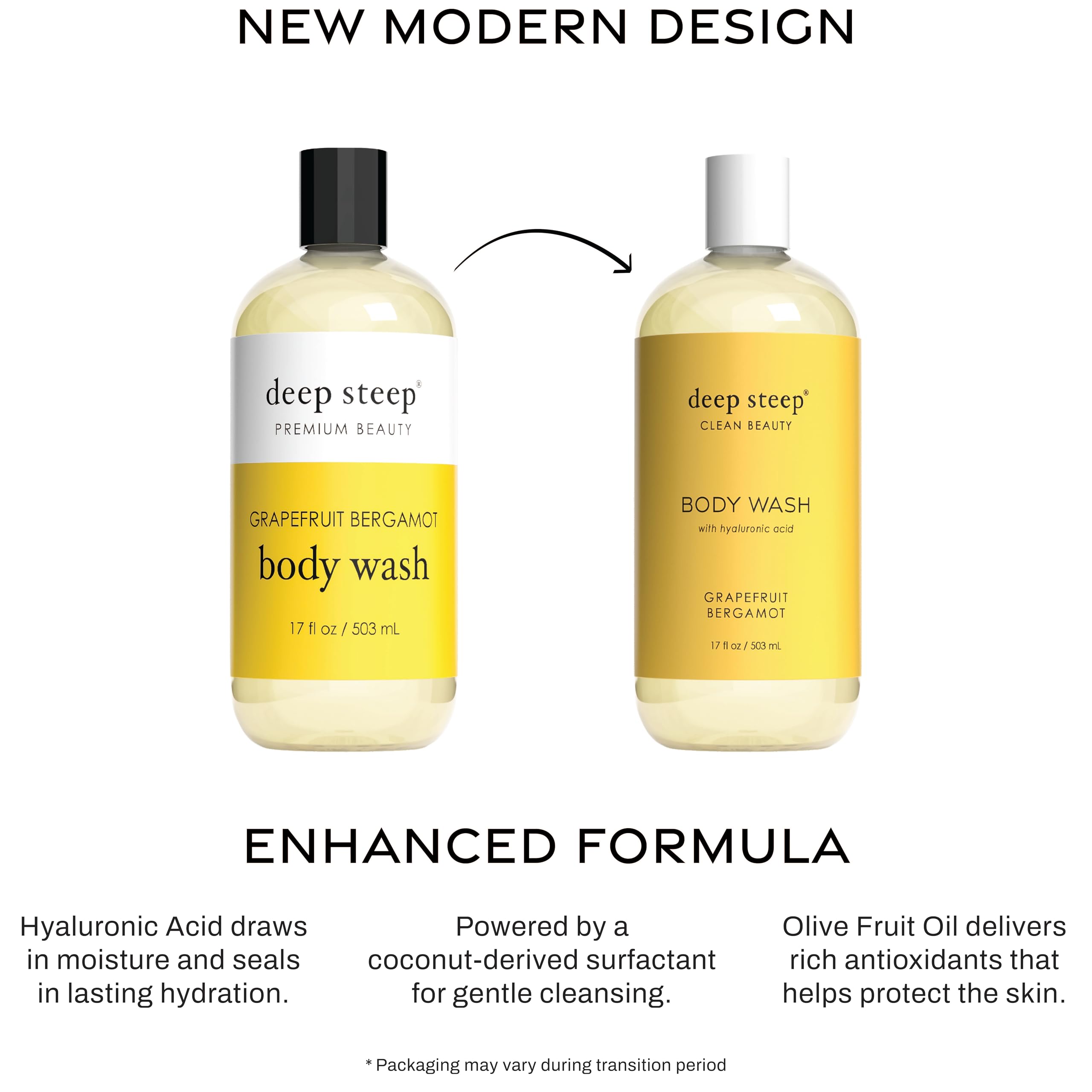 Deep Steep Moisturizing Body Wash - Grapefruit Bergamot Scent, 17 oz | Hydrating & Nourishing Shower Gel for Dry Skin | Perfect for Daily Use & Spa-Like Relaxation at Home