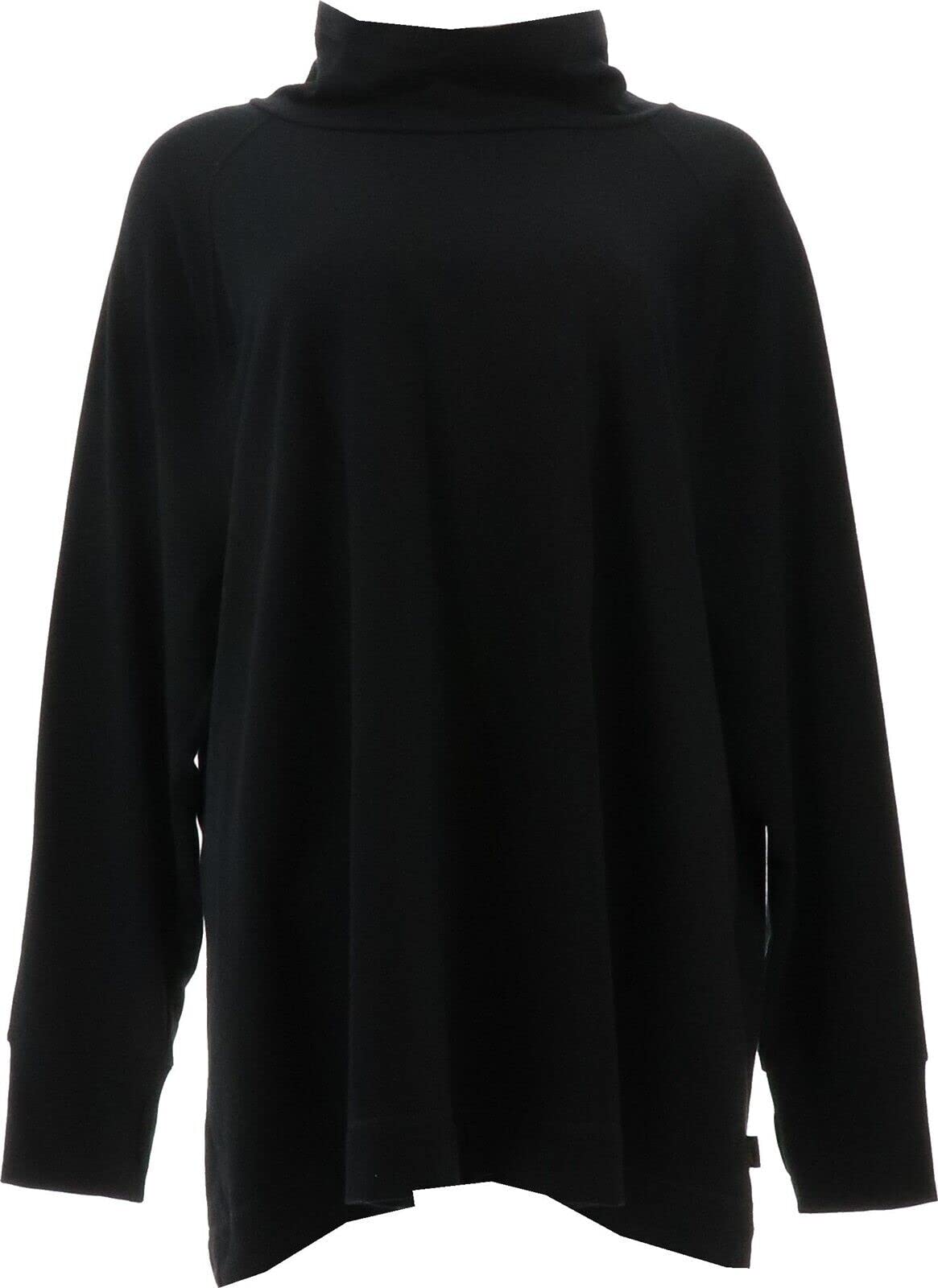 Copper Fit™ French Terry Funnel-Neck Top for Women - Breathable Workout Shirt, Comfortable Yoga & Gym Wear - Black Size S (648-215) | Perfect for Fitness, Running & Everyday Casual Wear
