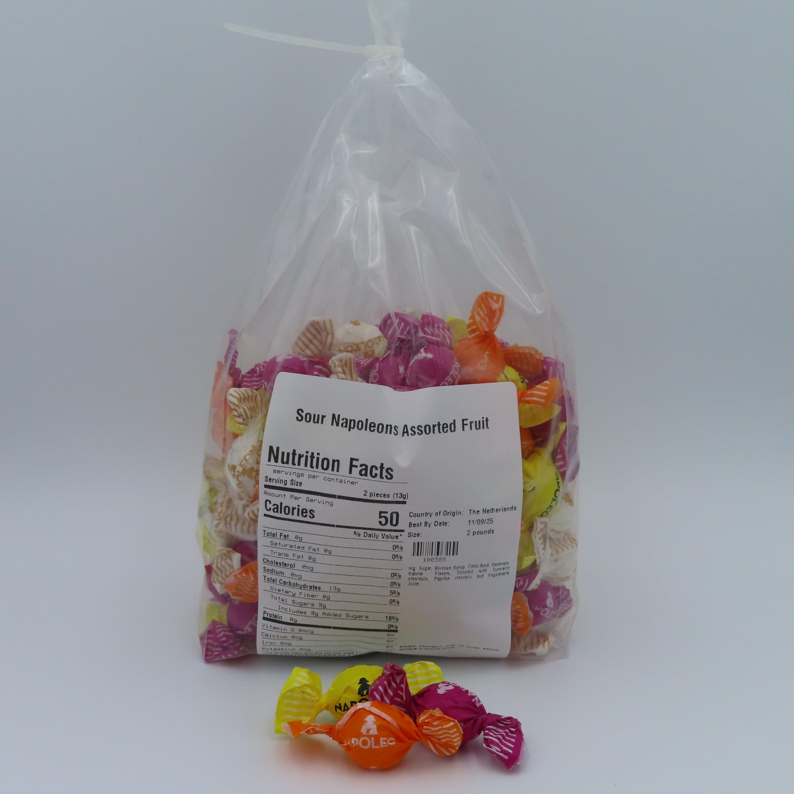 Sour Napoleons Assorted Fruit Hard Candy - 2 Pounds Bulk Sour Bon Bons for Parties, Gifts & Snacking