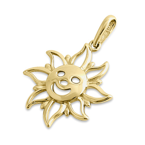 14K Solid Yellow Gold Sunshine Face Pendant Necklace - Dainty Sun Charm Jewelry for Women, Perfect Gift for Birthday, Anniversary & Everyday Wear