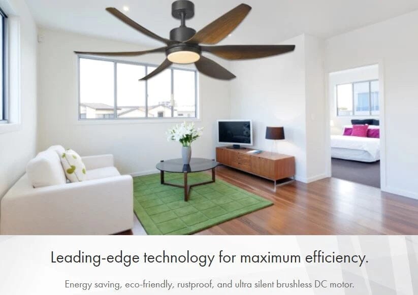 Fanco Heli 66 Madeira DC Ceiling Fan with Remote - Energy Efficient Quiet Operation for Bedroom, Living Room & Outdoor Spaces