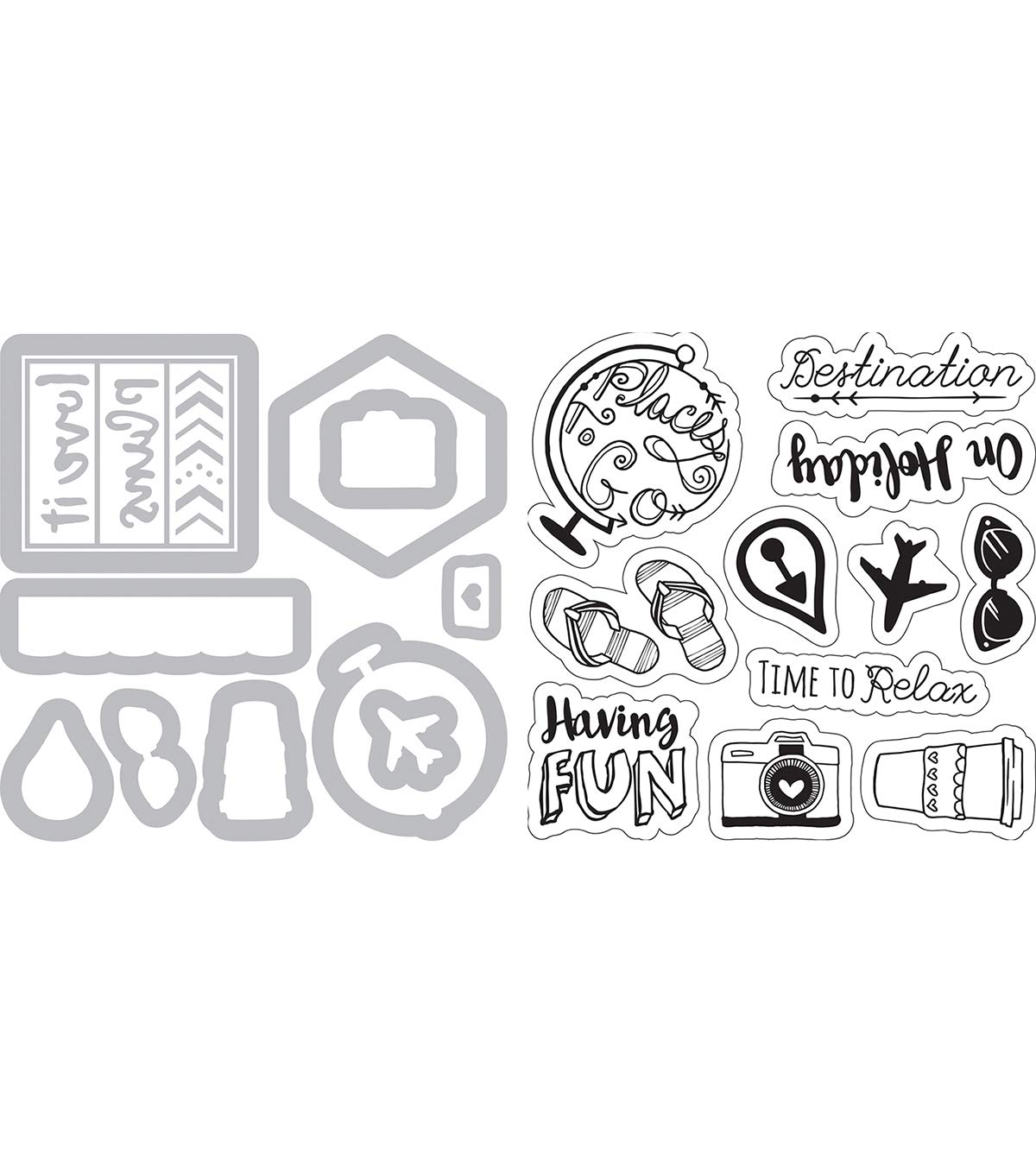 Sizzix Lindsey Serata Framelits Dies with Stamps - Perfect for DIY Travel Planner Scrapbooking & Card Making