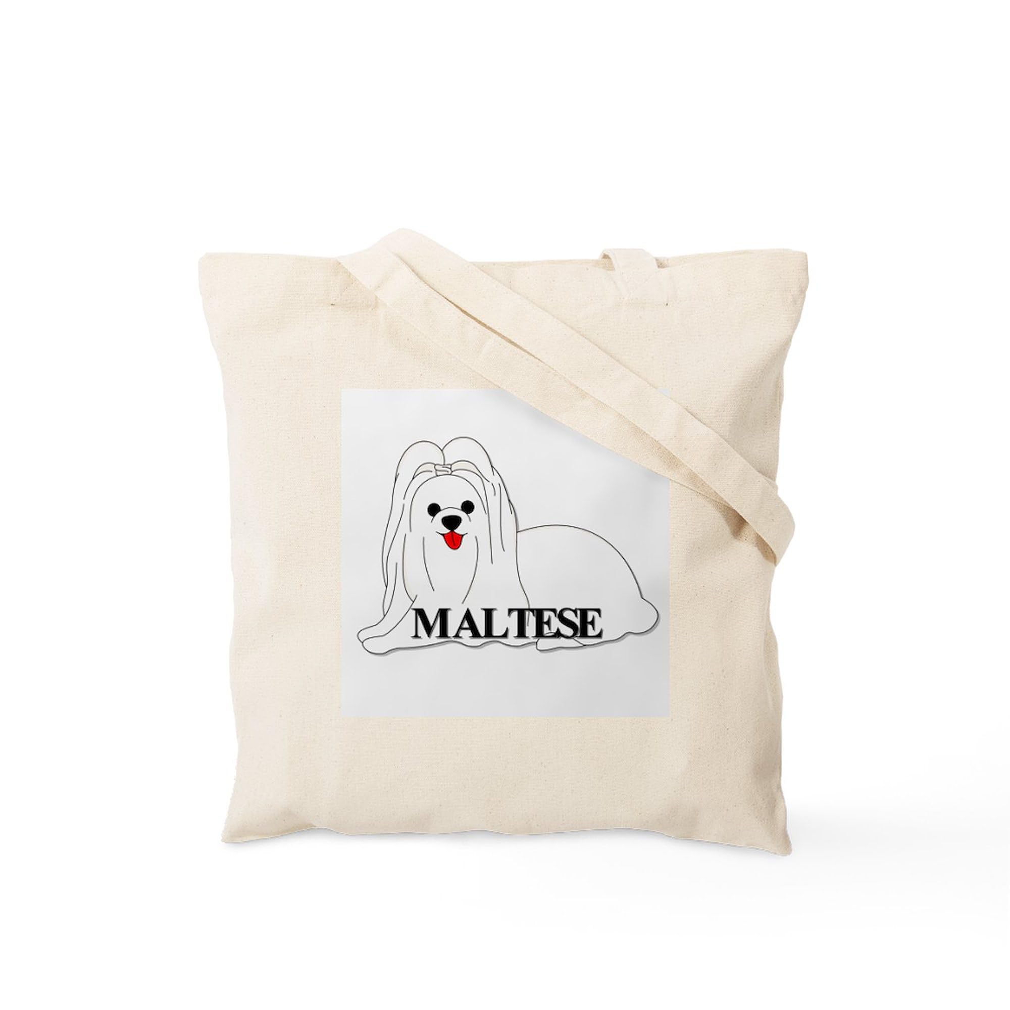 Cartoon Maltese Tote Bag - Natural Canvas Reusable Shopping Bag for Groceries, Beach & Daily Use | Eco-Friendly Cotton Tote with Cute Dog Design