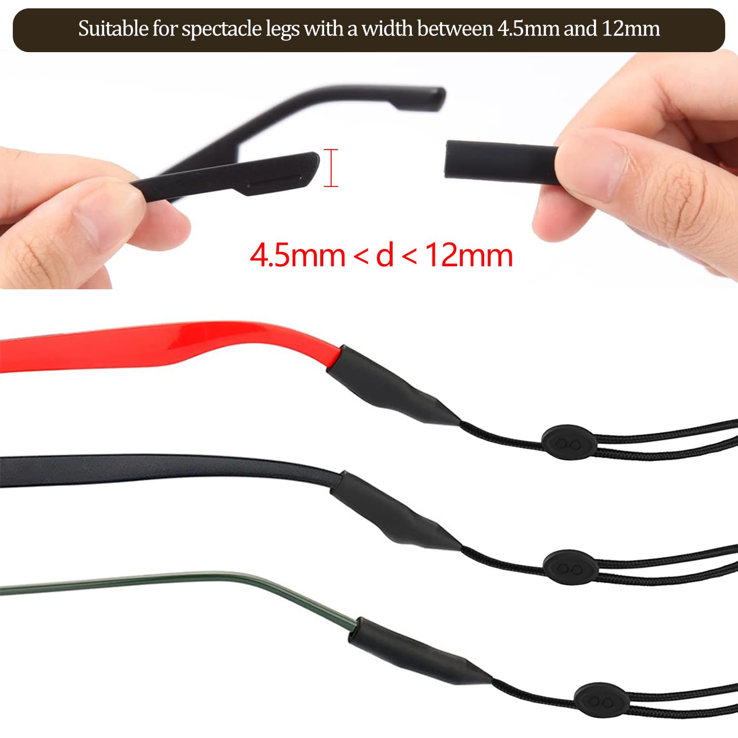 Premium Nylon Sunglasses Strap - No Tail Sports Eyewear Retainer for Men & Women (3-Pack, Black) | Perfect for Running, Hiking, Cycling & Outdoor Activities