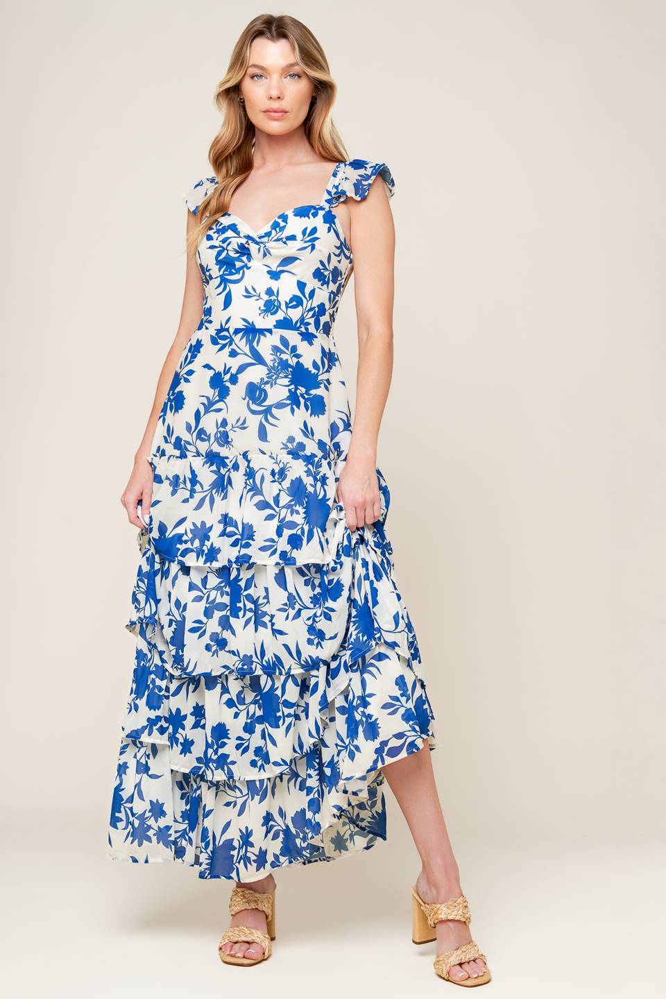 Bluebell Meadows Floral Maxi Dress - Women's Elegant Long Summer Dress for Beach, Wedding & Vacation | Lightweight & Comfortable