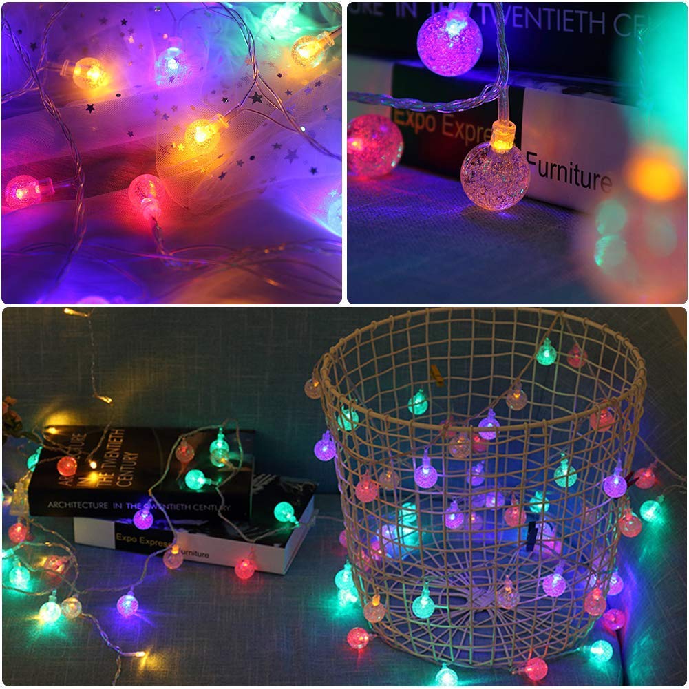 30LED Crystal Ball String Lights - 19.6ft Battery Operated Fairy Lights with Remote Control for Indoor/Outdoor Decor, Garden, Wedding & Party | Romantic Ambiance Lighting for Bedroom, Patio & Special Events