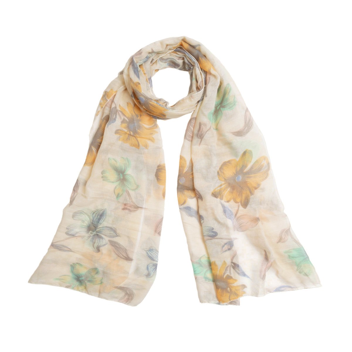 Elegant Viscose Floral Print Fashion Scarf Wrap - Lightweight Summer Shawl for Women, Boho Chic Accessory for Beach, Office & Special Occasions