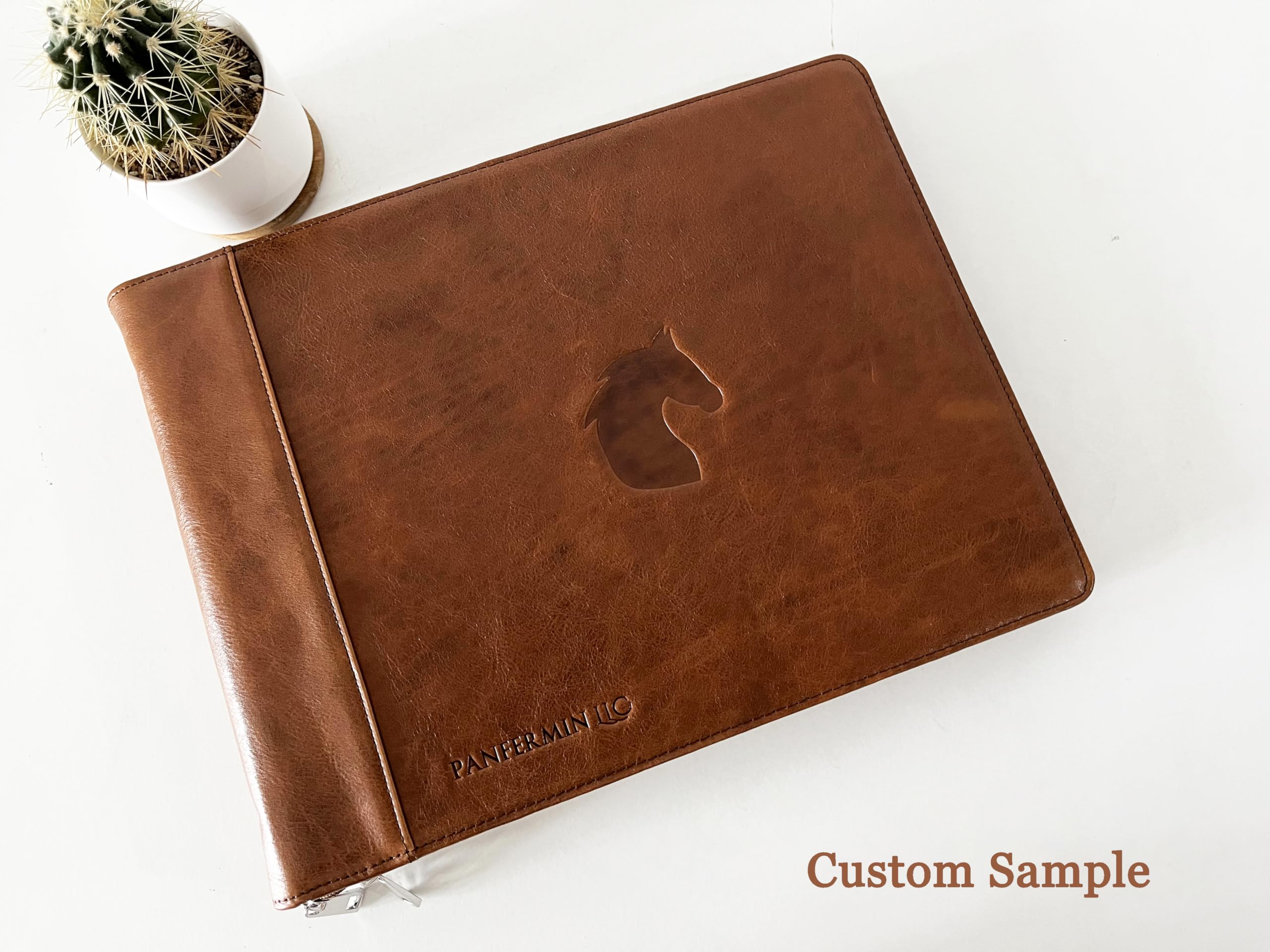 Custom Engraved Leather Business Checkbook Holder - 7-Ring Binder for 3 Checks Per Page, 600 Checks Capacity (9x13 Inch Sheets) - Oil Brown - Perfect for Accountants, Small Business Owners & Financial Professionals