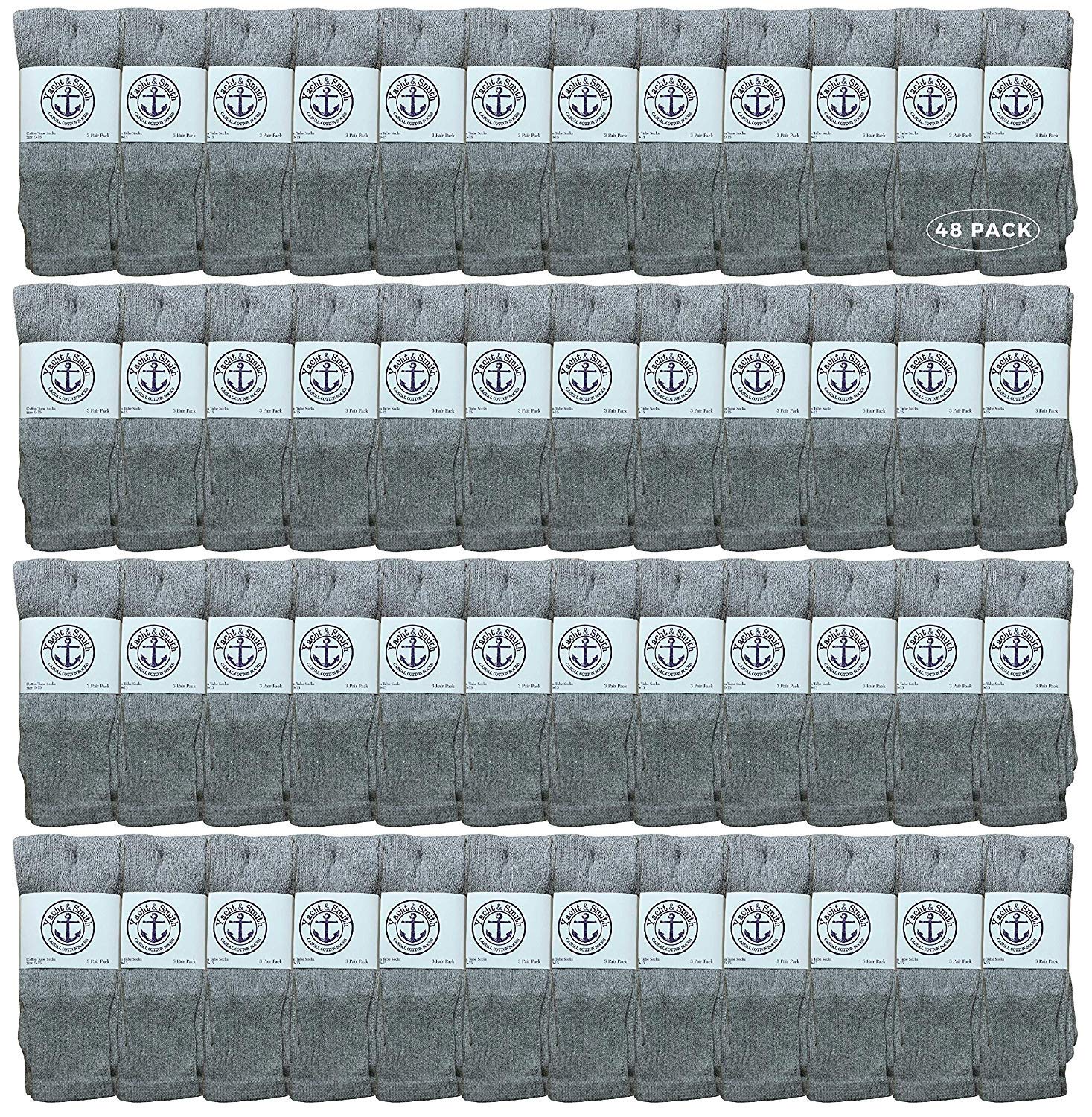 48 Pairs Yacht & Smith 26 Inch Women's Cotton Tube Socks - Breathable Athletic Socks for Sports, Running, Referees - Size 9-11 - Perfect for Workouts, Gym, and Casual Wear