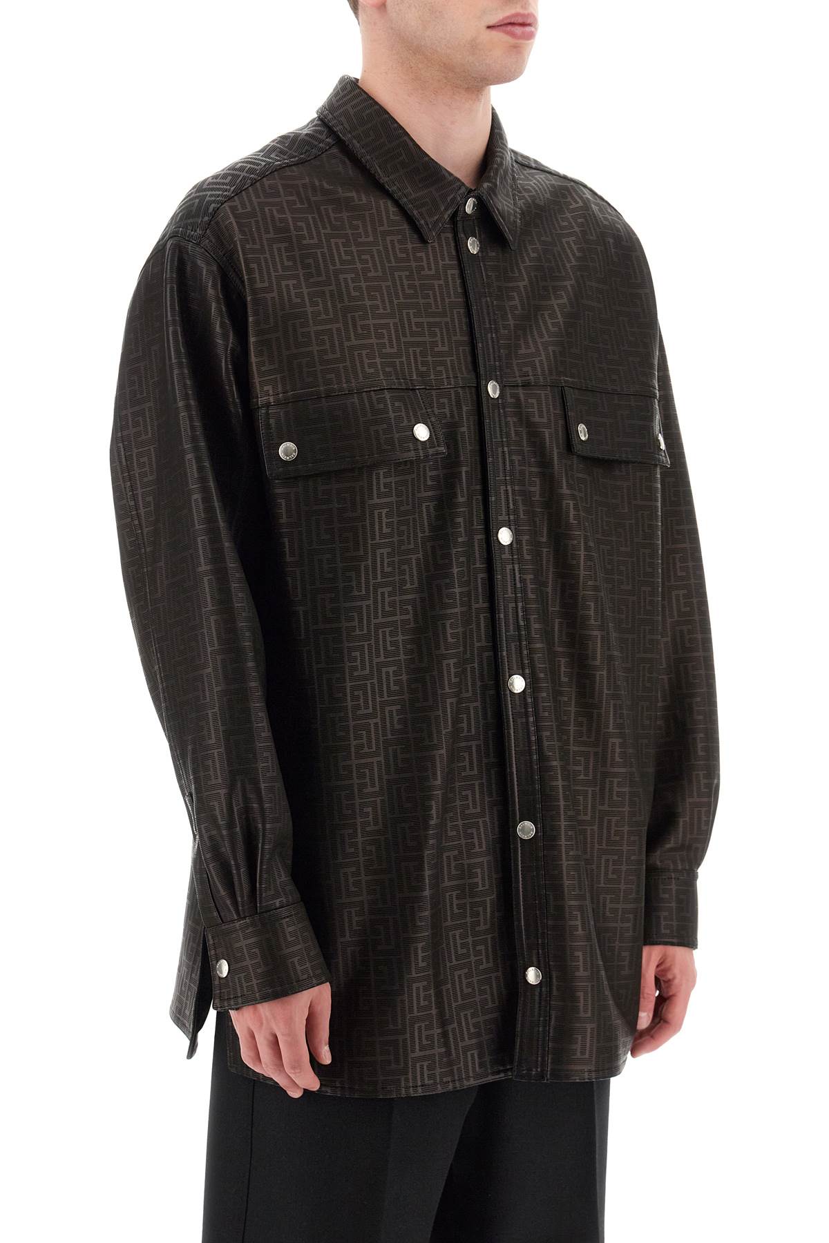 Balmain Monogram Leather Overshirt Jacket for Men - Luxury Designer Shacket for Casual & Streetwear Outfits