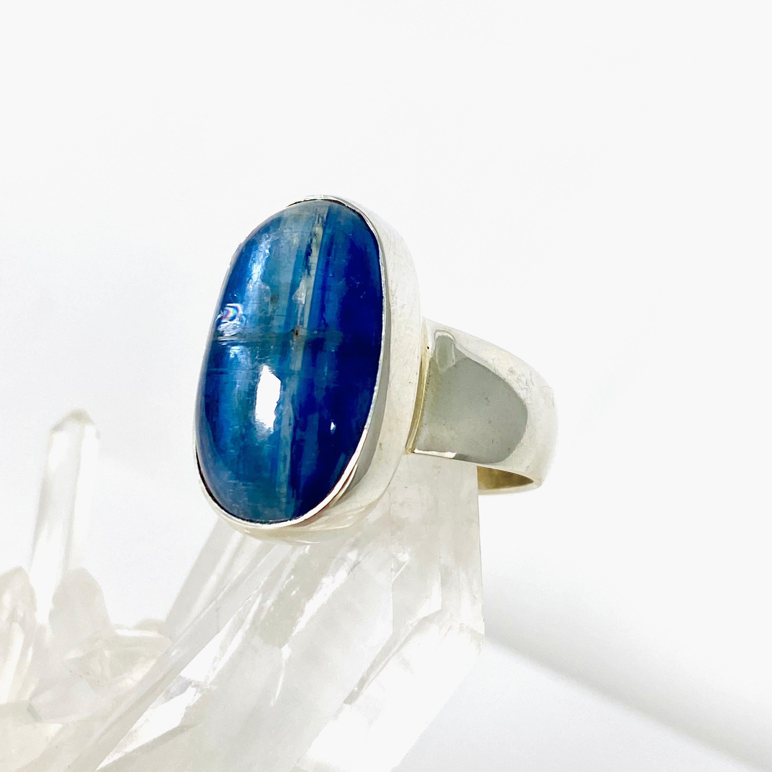 Kyanite Oval Ring Size 9 - KRGJ2696 | Elegant Blue Gemstone Jewelry for Women, Perfect for Weddings & Special Occasions