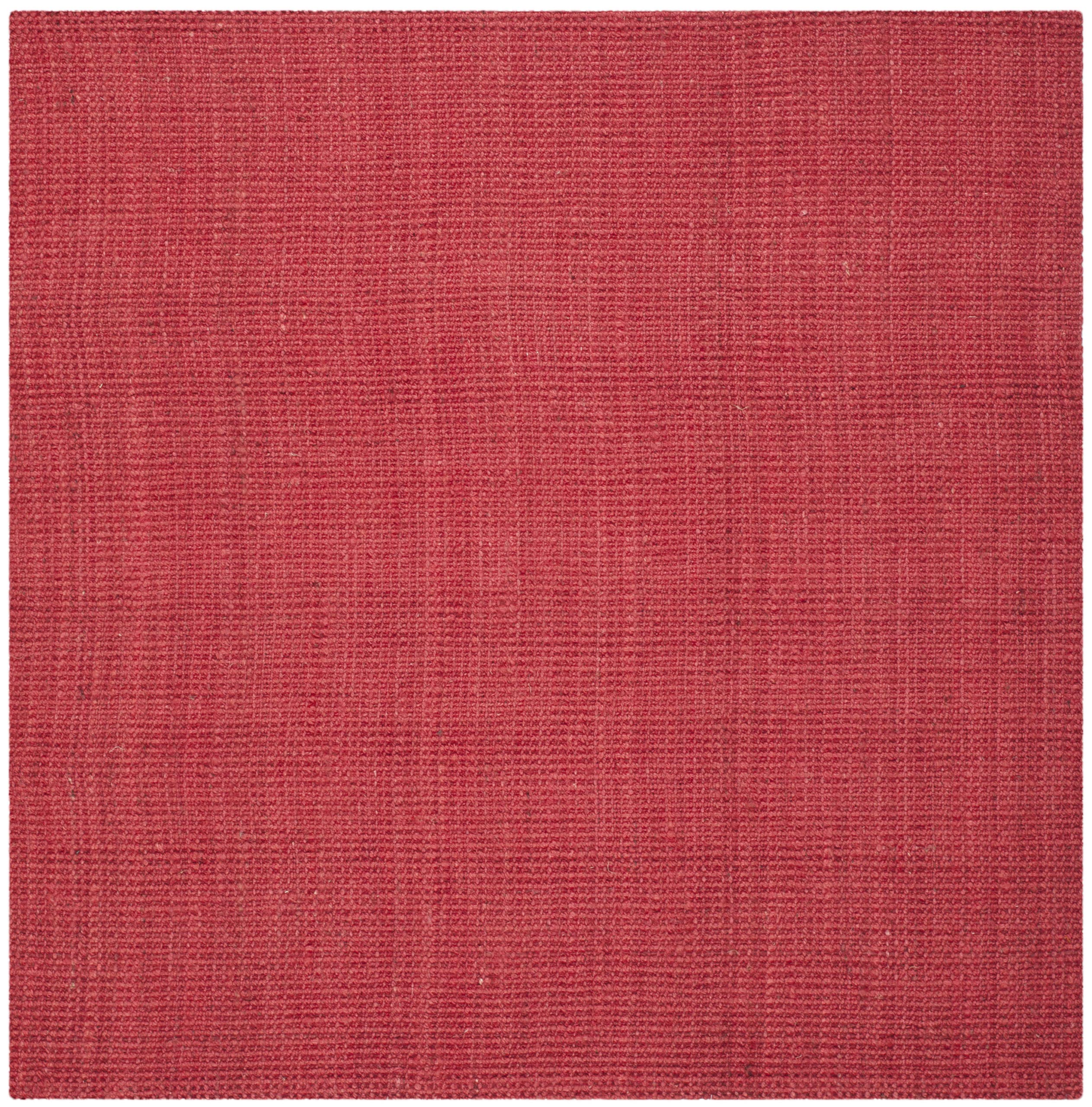 SAFAVIEH Natural Fiber Collection 7' Square Red NF730D Handmade Farmhouse Premium Jute Area Rug - Perfect for Living Room, Bedroom & Boho Home Decor