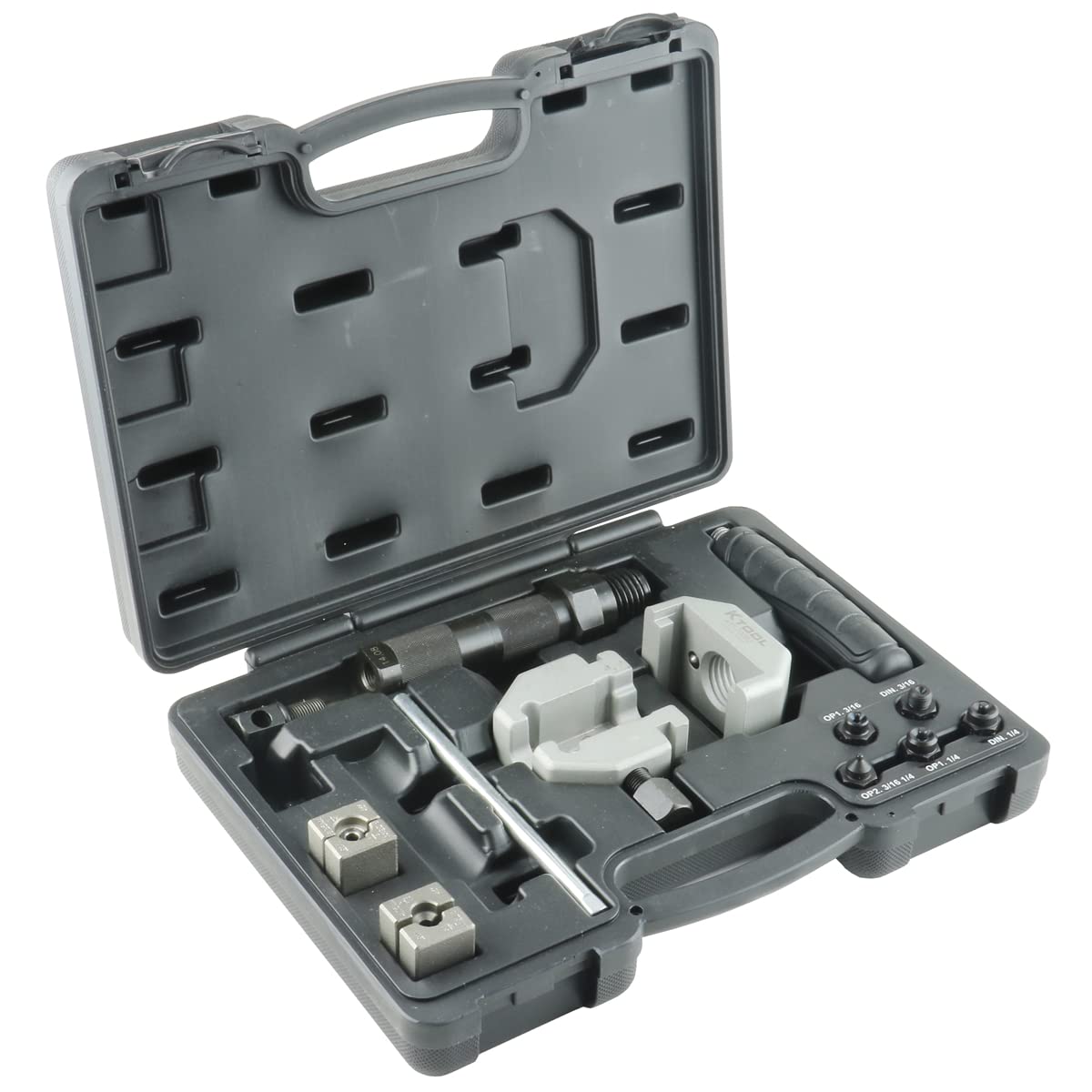 K Tool International 70082 Professional Hydraulic Brake Flaring Tool Kit - 45° Double/Single/Bubble Flares for Stainless Steel & Soft Metal Tubing - Ideal for Garages, Auto Repair Shops & DIY Mechanics - Perfect for Brake Line Repair, Custom Fabrication & Automotive Maintenance