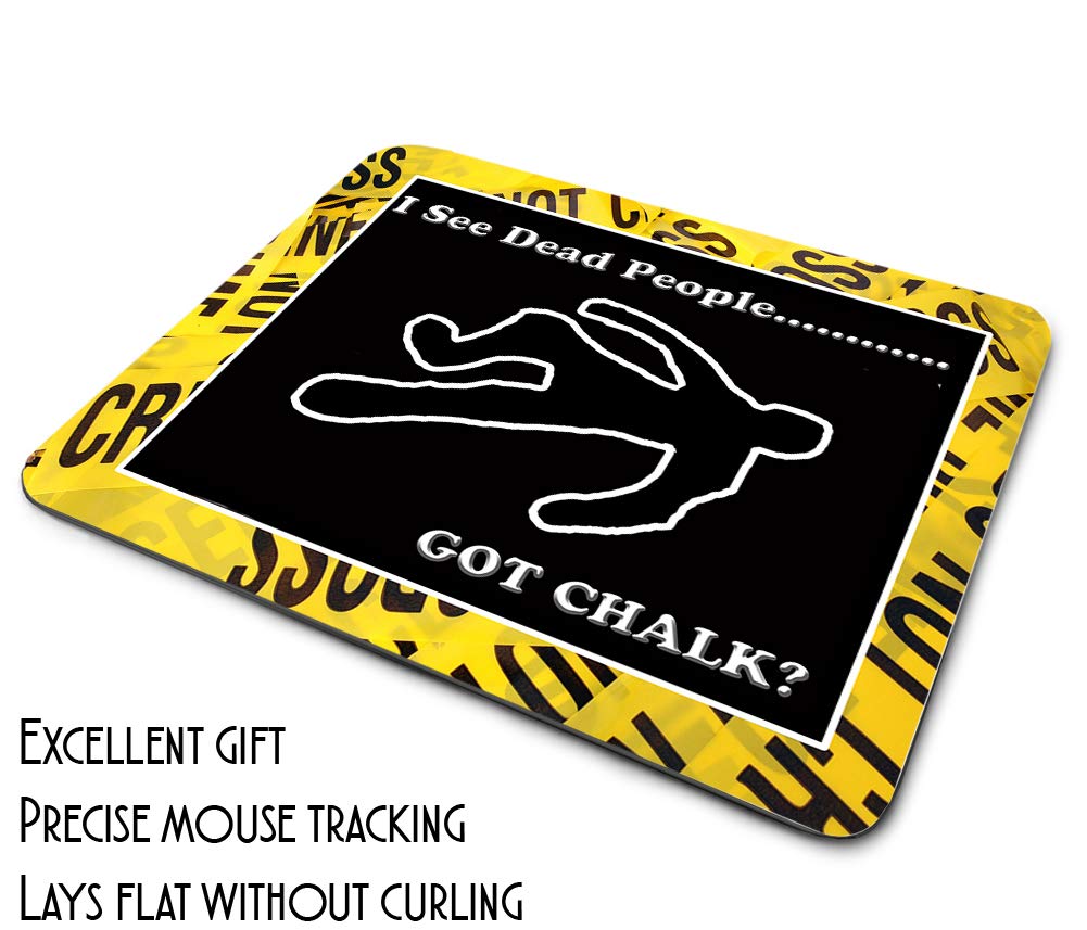 CSI Crime Scene Investigator 'I See Dead People' Thin Rubber-Backed Gaming Mouse Pad - Non-Slip Square Mousepad for Computer, Laptop & Desk - Perfect for Gamers, Office & Home Use