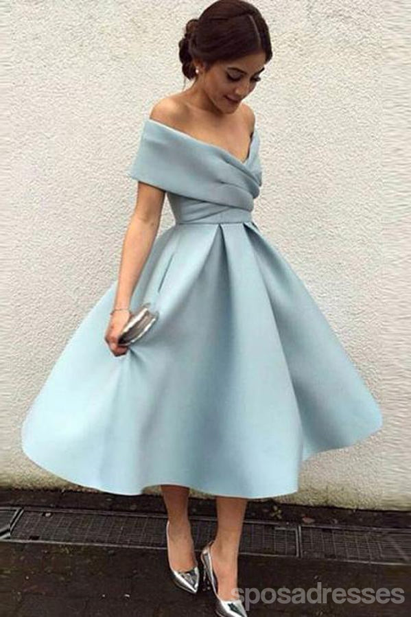 Elegant Off Shoulder Dusty Blue Short Homecoming Dress for Women - CM543 | Perfect for Prom, Party, and Special Occasions