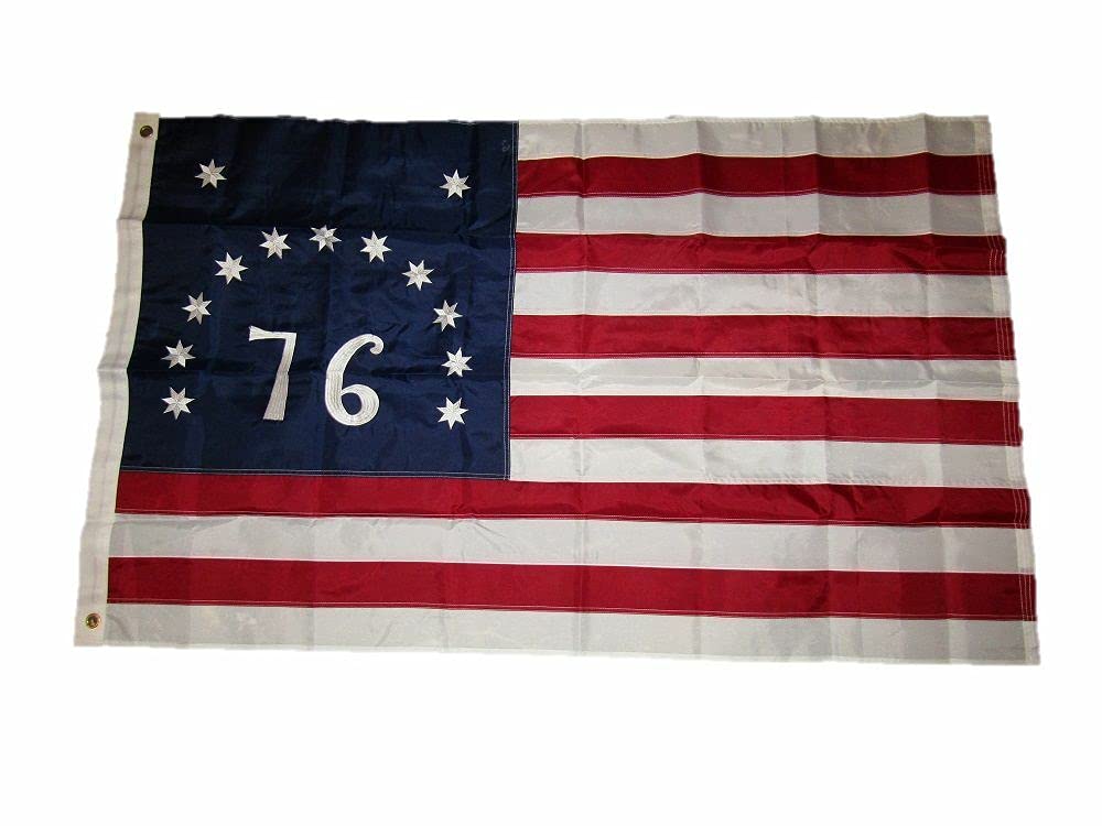 3x5 Embroidered Bennington 1776 220D Sewn Nylon American Flag - 3'x5' Heavy Duty Outdoor Flag with Brass Grommets - Perfect for Patriotic Home Decor, Front Porch Display & Historical Reenactments