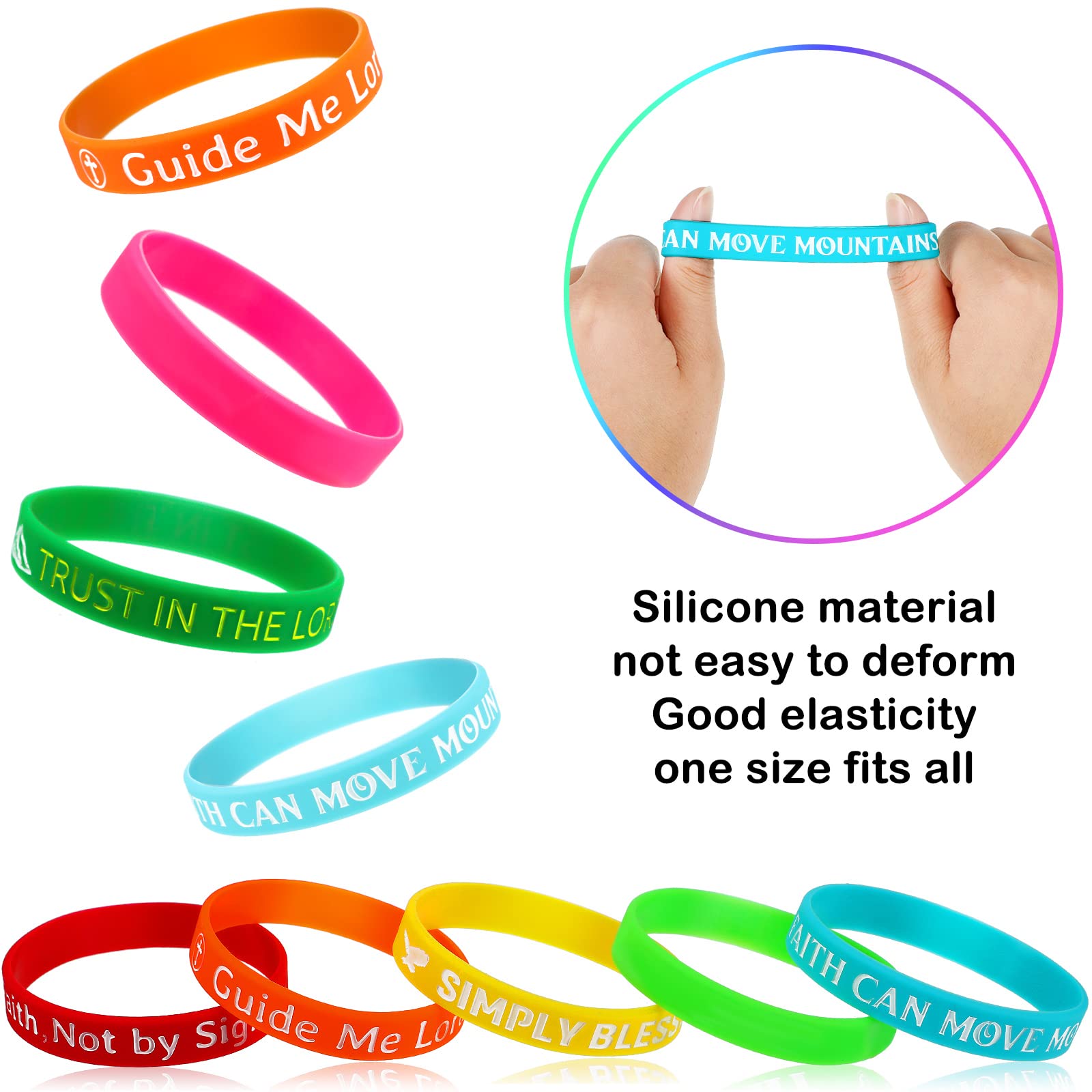 60 Pack Inspirational Bible Verse Silicone Wristbands - Religious Rubber Bracelets with Motivational Sayings for Men & Women - Perfect for Church Groups, Bible Study, Youth Retreats & Christian Events
