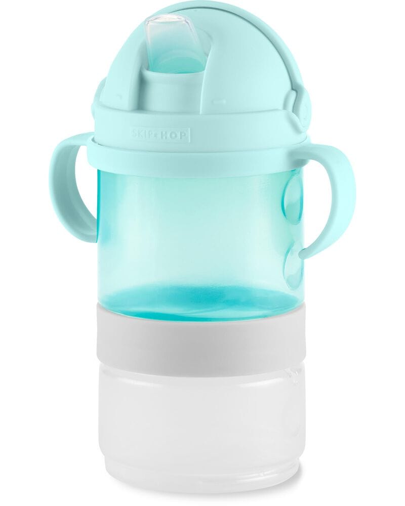 Skip Hop 2-in-1 Sip and Snack Stack Cup for Babies 6 Months+ | Leak-Proof Toddler Drinking & Snack Container | Teal & Grey | Perfect for On-the-Go Feeding, Daycare, and Travel