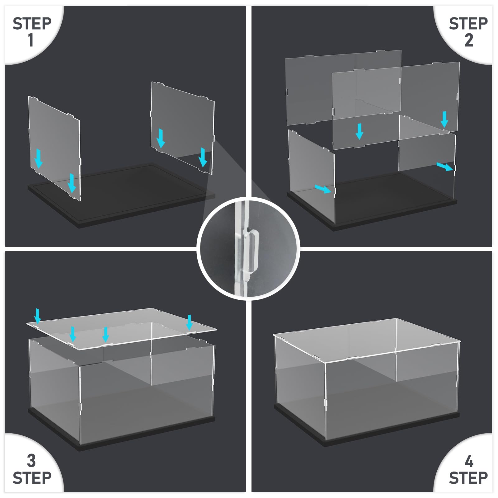 Acrylic Display Case for Lego Star Wars 75375 Starship Model - Clear Large Dustproof Showcase with Black Base (15.7x11.8x7.9 Inch) - Perfect for Collectibles, Countertop Display & Home Decoration