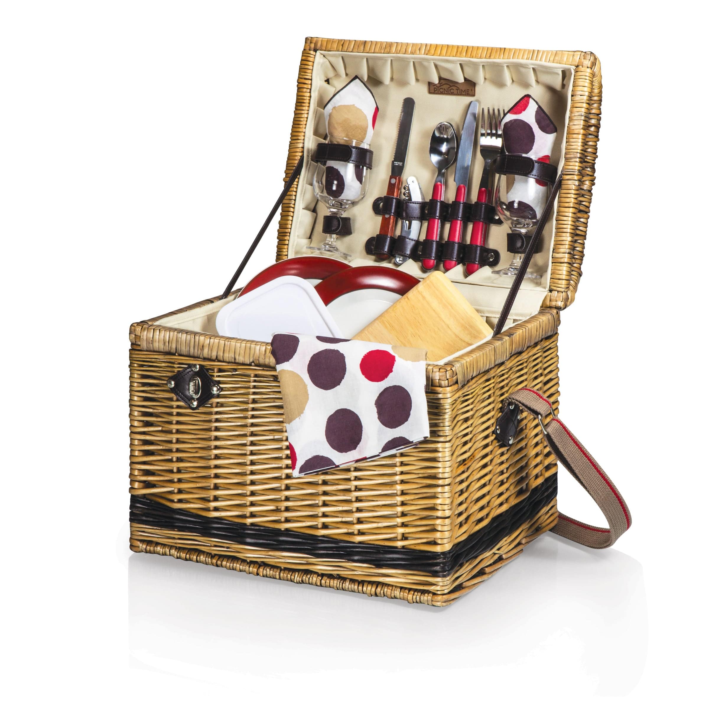 Picnic Time Yellowstone Picnic Basket - Insulated Cooler Backpack for Outdoor Picnics, Camping & Beach Trips - Durable Wicker Design with Moka Finish - Perfect for Couples, Hiking & Family Gatherings