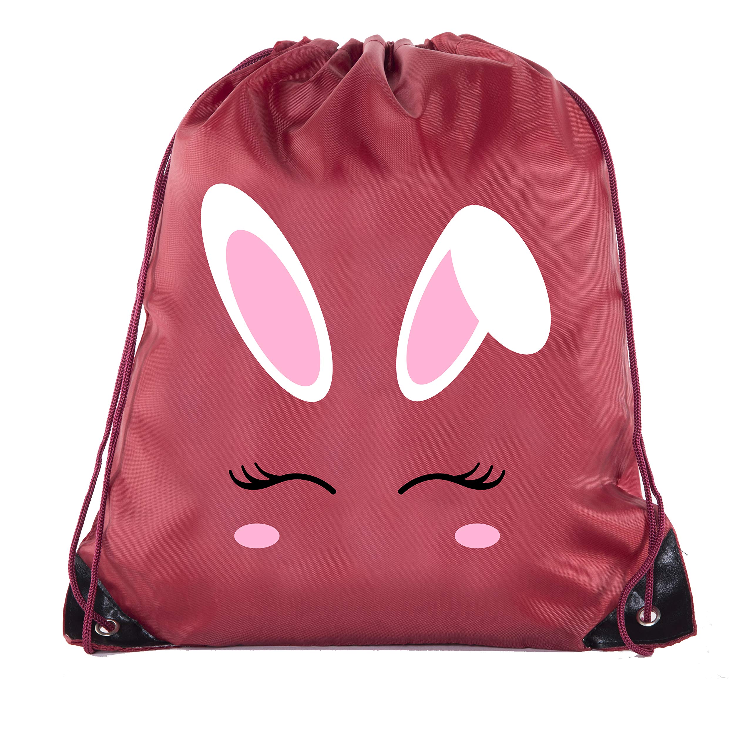 Easter Basket Bags - Bulk Drawstring Bunny Backpacks for Easter Party Favors & Goodie Bags - Cute Bunny Face Design - Perfect for Easter Egg Hunts, School Parties & Gift Giving