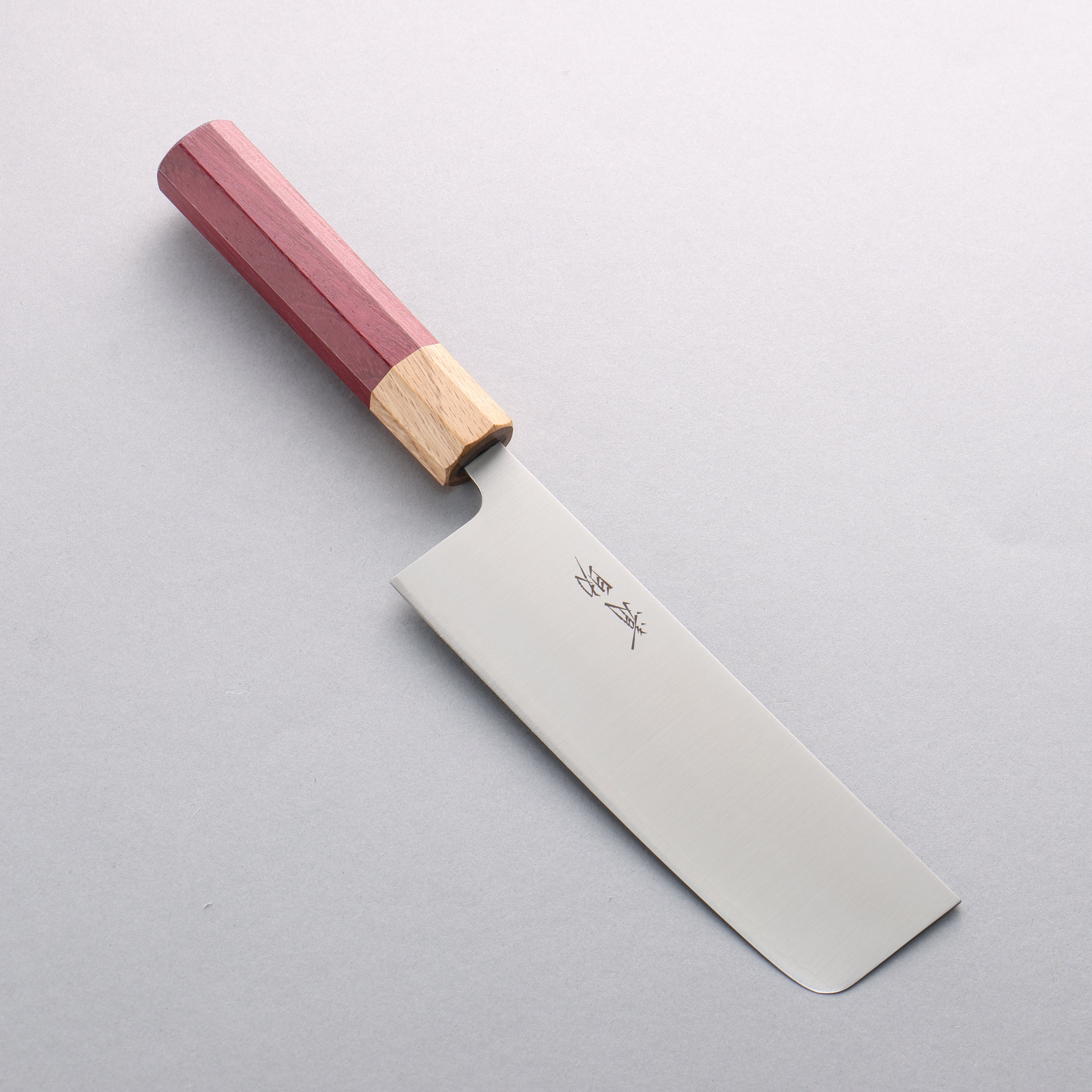 Premium 440C Stainless Steel Nakiri Knife 165mm with Purpleheart & Oak Handle - Japanese Vegetable Knife for Professional Chefs & Home Cooking