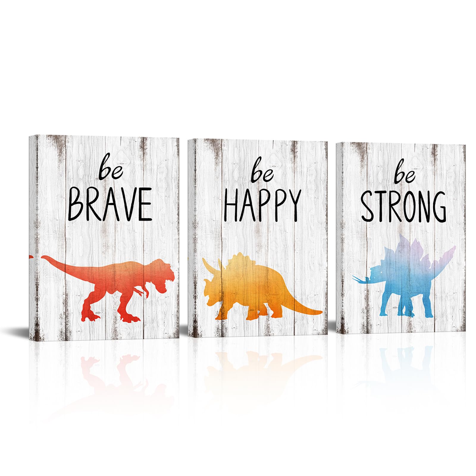 HOMEOART Dinosaur Wall Art for Boys Room - Framed Dinosaur Decor for Kids Bedroom - Easy to Hang Dinosaur Themed Nursery Decor - Perfect for Boys Bedroom, Playroom, and Dinosaur Lovers Gift