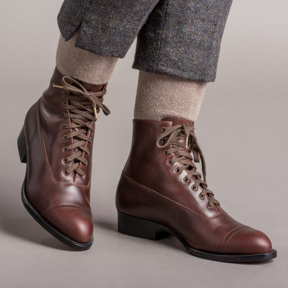 Vintage Lace Up Boots for Women - Rainey Cordovan Leather Ankle Boots | Stylish & Comfortable for Fall, Winter & Casual Outfits
