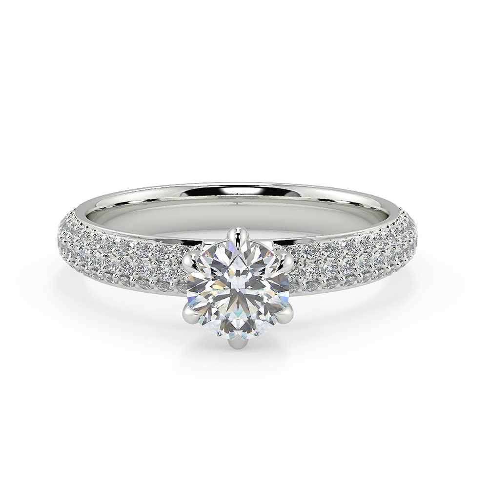 2.50 CT Round Cut Solitaire Moissanite Engagement Ring for Women - 14K White Gold & 925 Sterling Silver Wedding Band with Accent Stones | Perfect for Proposals, Anniversaries & Bridal Jewelry
