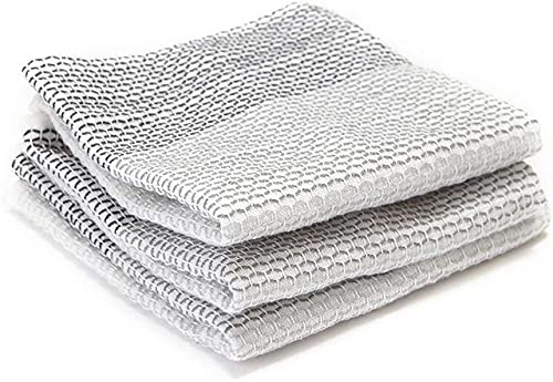 Full Circle Tidy 100% Organic Cotton Dish Cloths - Set of 3 Reusable Kitchen Towels, Eco-Friendly & Absorbent Grayscale Design - Perfect for Washing Dishes, Cleaning Countertops & Drying Hands