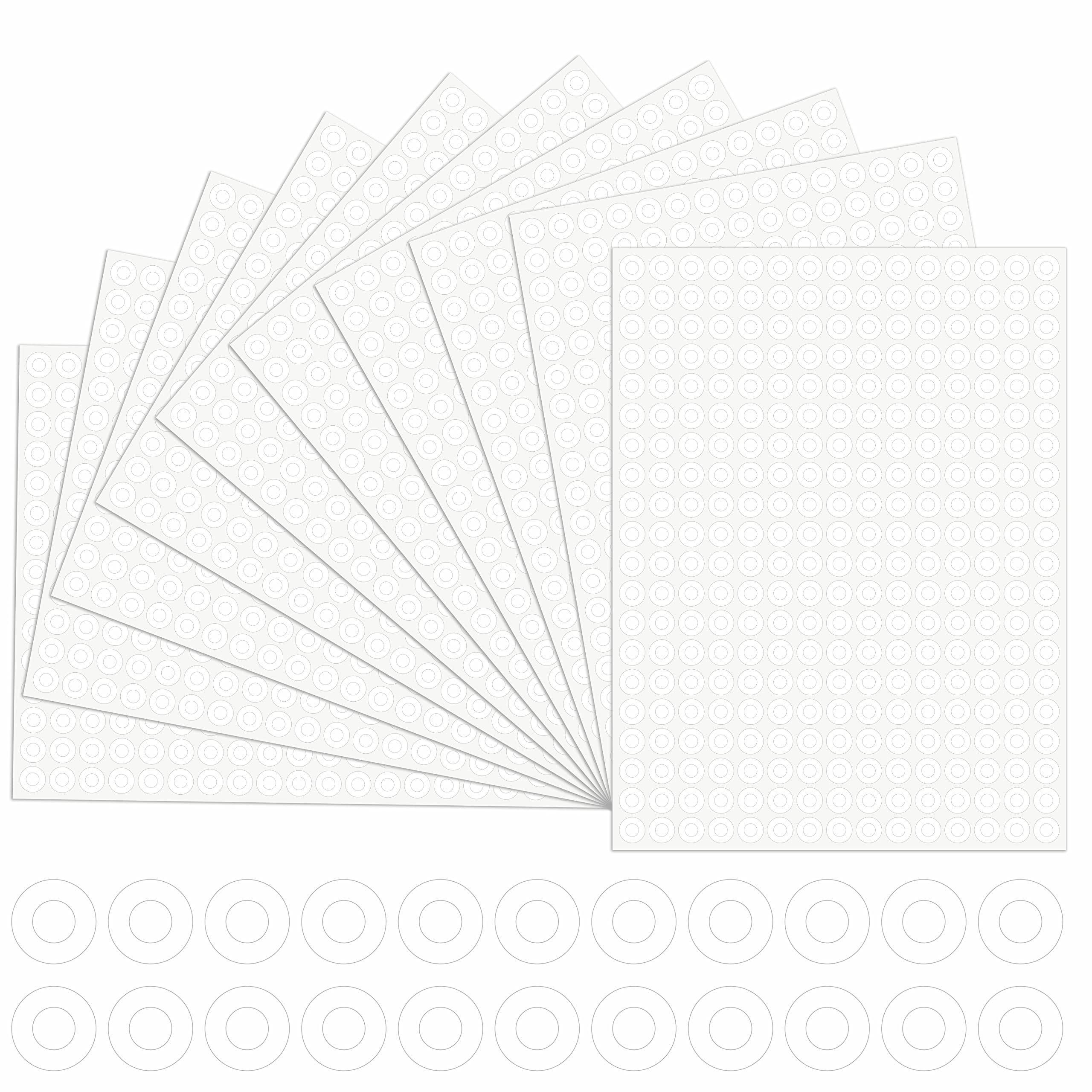 3000 Pack White Hole Punch Reinforcement Stickers - Durable Plastic Donut Labels for Loose Leaf Paper Protection (0.5
