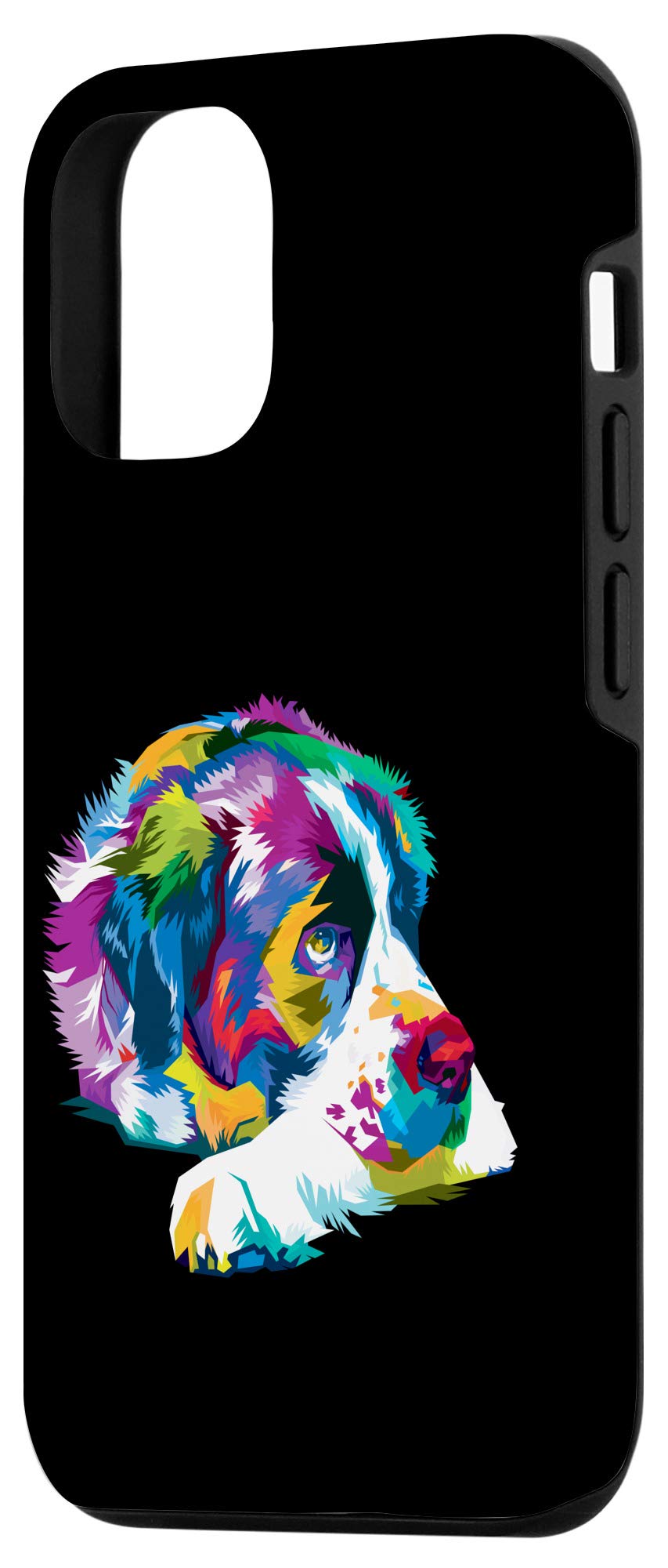 Colorful Saint Bernard Cute Geometric Dog Pop Art iPhone 12/12 Pro Case - Trendy Protective Cover for Everyday Use, Work & Travel