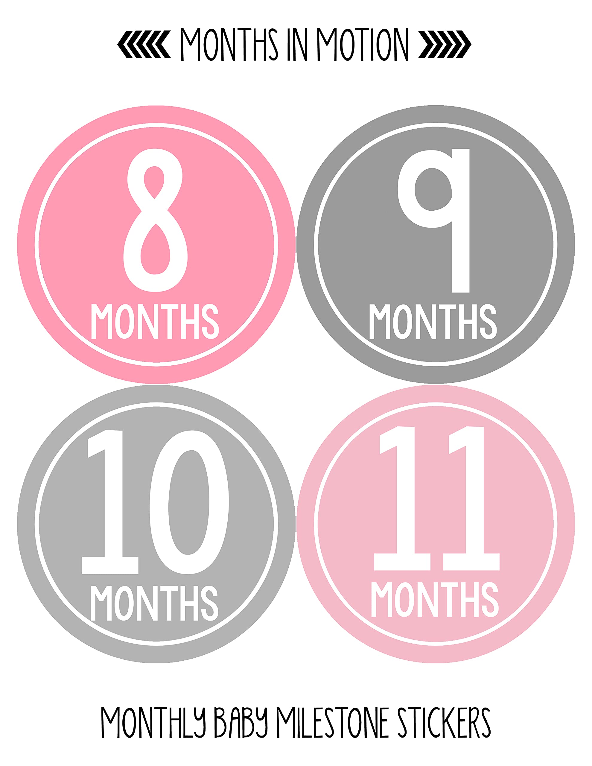Baby Girl Milestone Stickers - Newborn Monthly Stickers Set of 20 - Perfect for Photo Shoots & Baby Albums