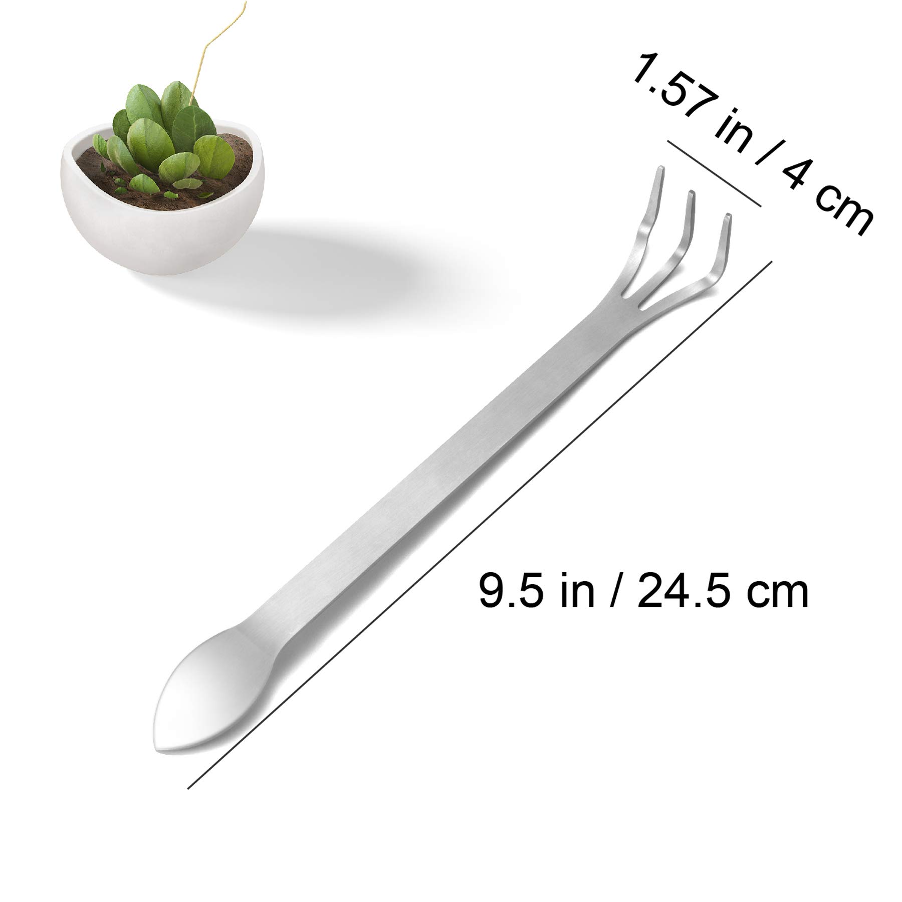 Premium 304 Stainless Steel Bonsai Rake Tool - 8.2 Inch Professional Gardening Rake with Ergonomic Handle for Bonsai Tree Care, Soil Cultivation & Zen Garden Maintenance