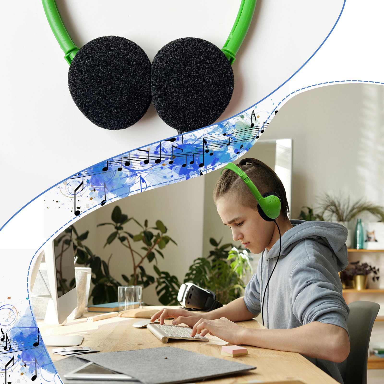 Bulk Classroom Headphones for Kids - 30 Pack Multi-Color Children's Headphones with 3.5mm Jack - Durable School Headphones for Students, Libraries, Computer Labs & Testing Centers - Perfect for Online Learning, Educational Activities & Quiet Study Environments