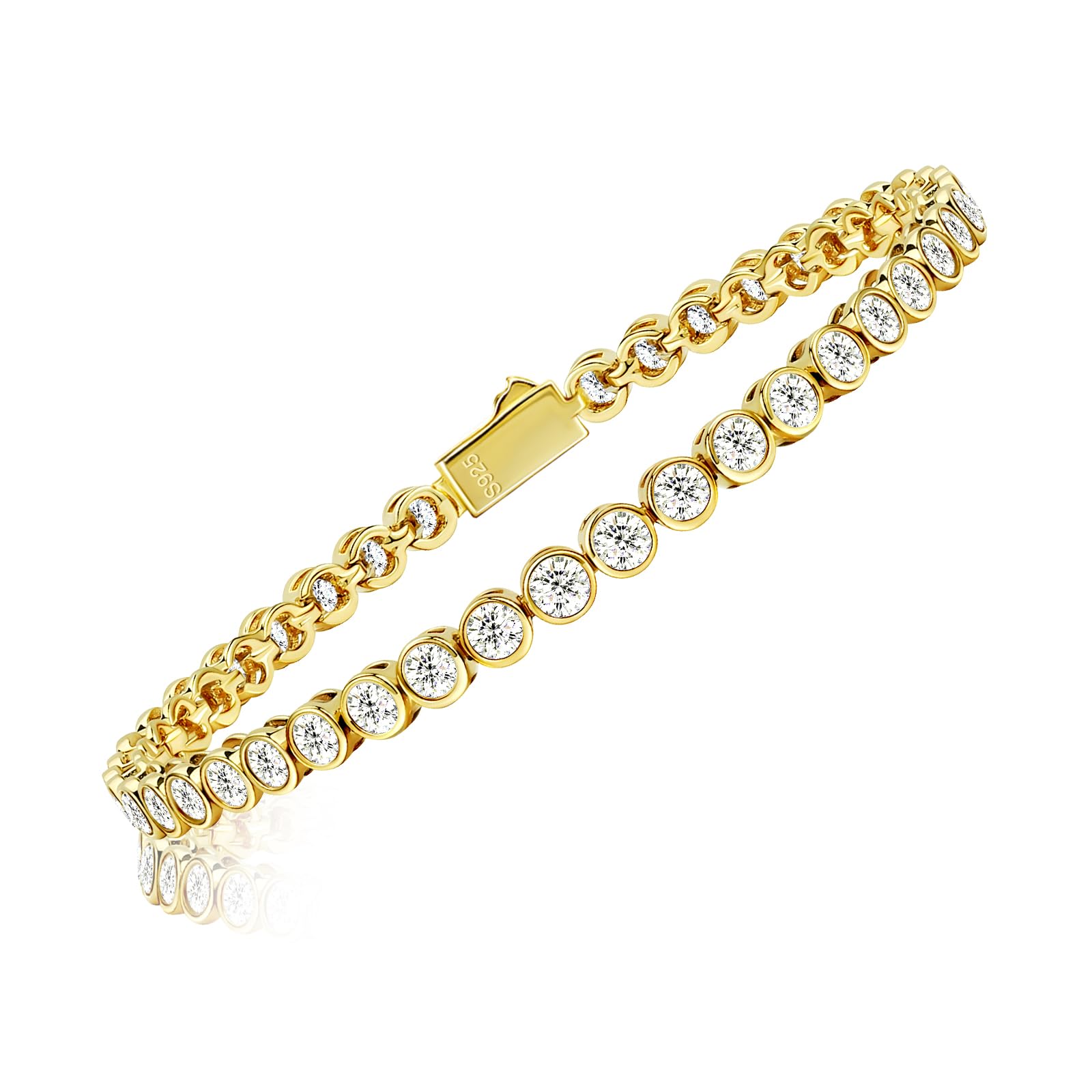 Moissanite Tennis Bracelet for Women - 925 Sterling Silver White Gold Plated, 3mm Round Cut VVS1 D Color Diamond Simulant | Elegant Jewelry for Birthday, Valentine's Day, Wedding & Bridal Gifts | Perfect for Evening Parties, Anniversaries and Special Occasions