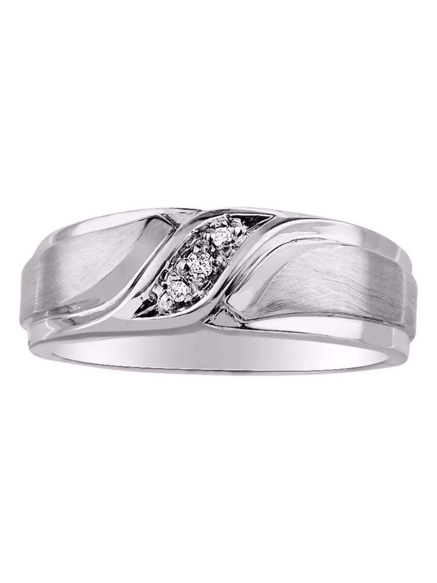 Rylos Sterling Silver His & Hers Wedding Band Ring with Genuine Diamonds - Sizes 6-13 | Elegant Mens Jewelry for Anniversary, Engagement & Special Occasions