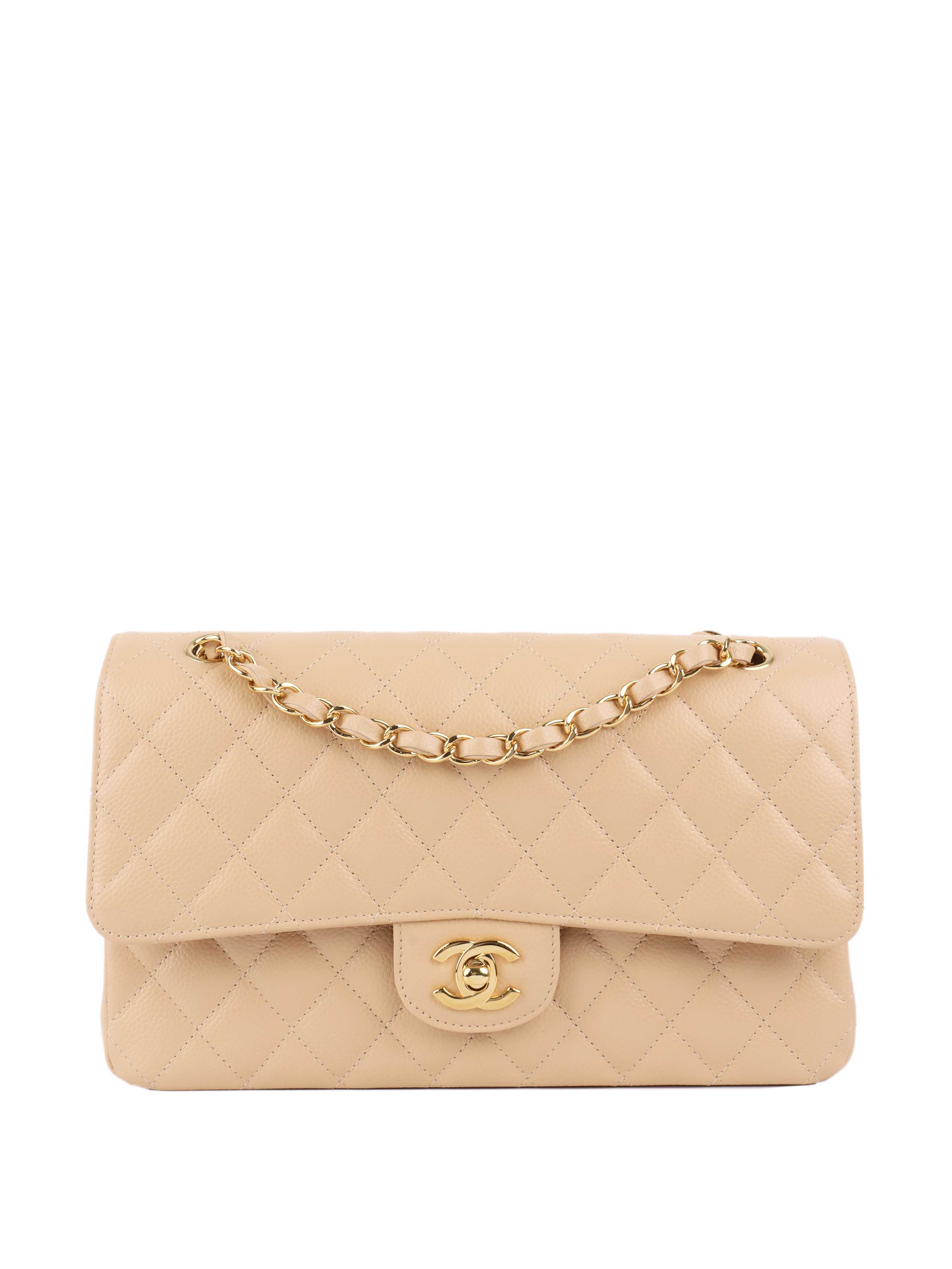 Chanel Beige Medium Classic Flap Bag - Timeless Luxury Handbag for Women | Perfect for Work, Evening Events & Special Occasions