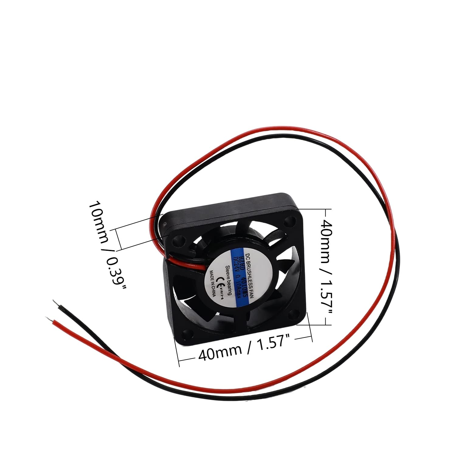 2.4W Brushless Cooling Fan 24V - Ultra Quiet Sleeve Bearing Computer Case Fan 40x40x10mm - Low Noise Air Exhaust Vent Fan for PC Case, CPU Radiator & Electronics Cooling - Perfect for Gaming Rigs, Servers & Home Office PCs