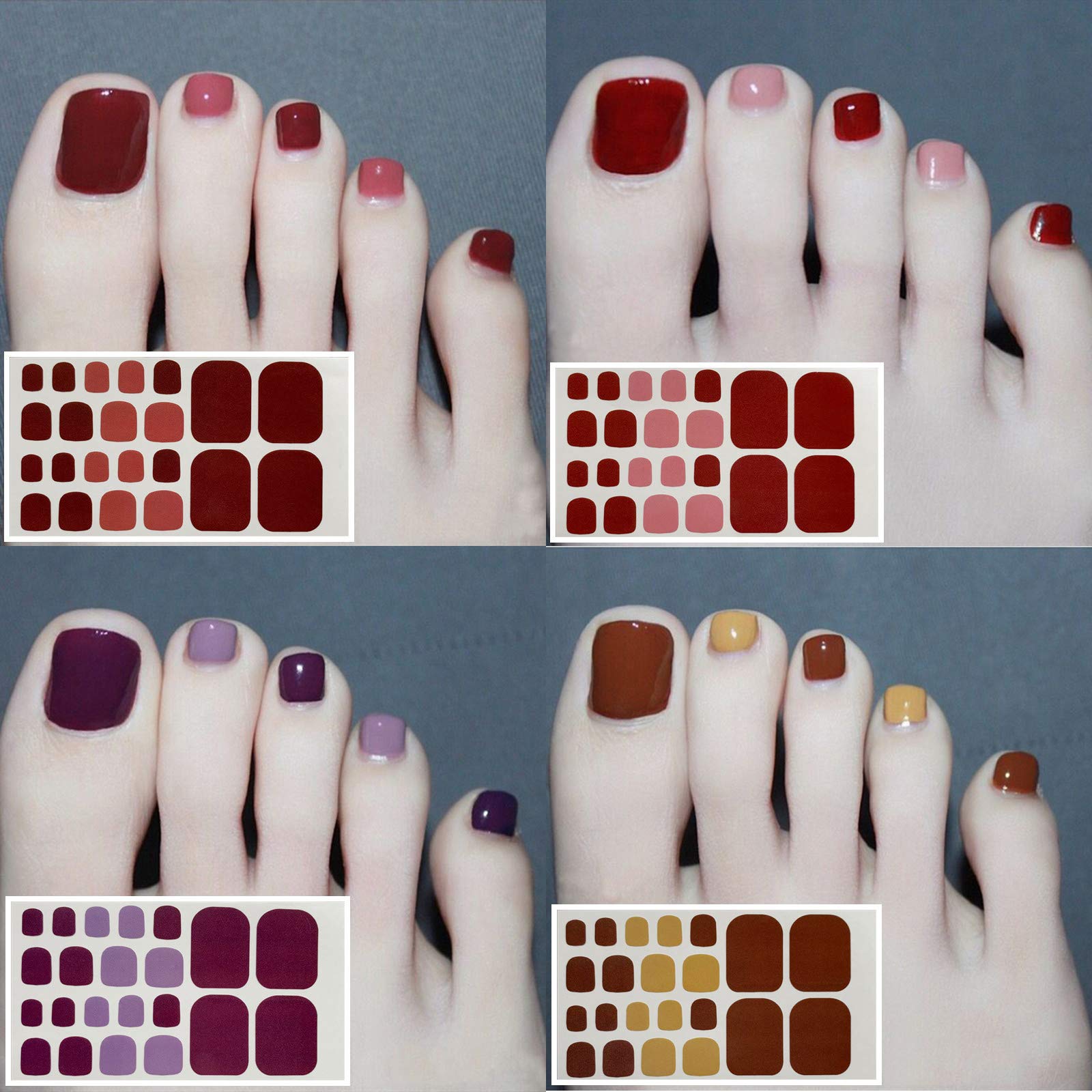 JERCLITY 20 Sheets Solid Color Self-Adhesive Nail Polish Strips - Full Nail Wraps for Women, Toe Nail Stickers with Nail File - Perfect for Nail Art, Home Manicures & Pedicures, Parties & Special Occasions