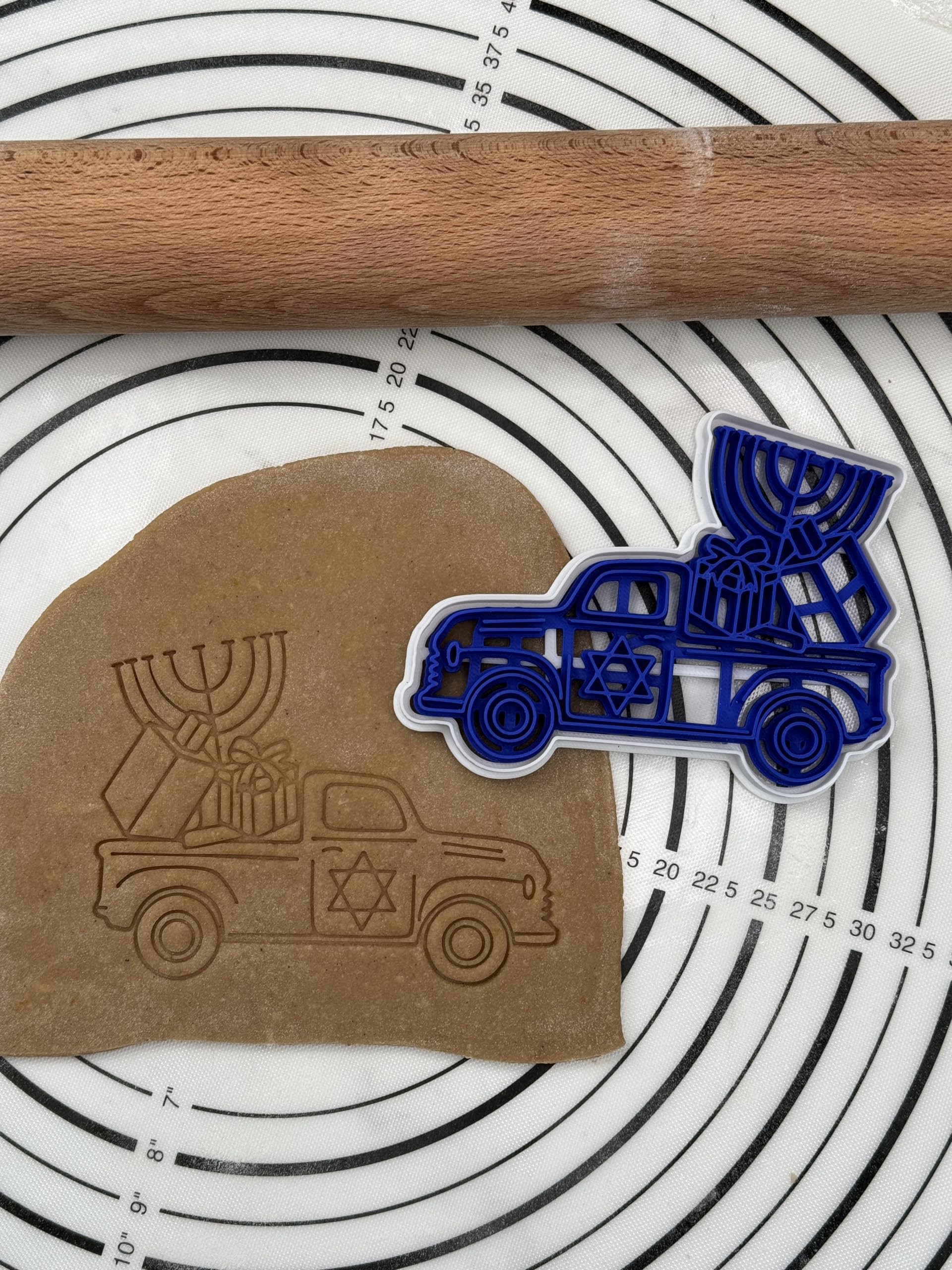 3D Printed Hanukkah Truck Cookie Cutter & Mold Set - Holiday Baking Decorations for Hanukkah Cookies, Gingerbread, and Festive Treats