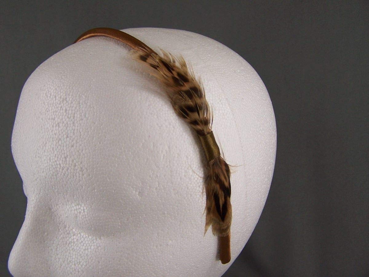 Copper Dark Brown Feather Headband - 3/8