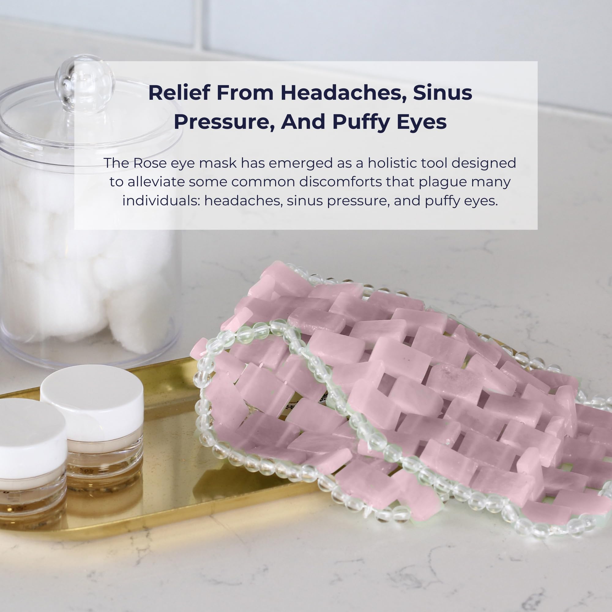 Alana Mitchell Rose Quartz Weighted Eye Mask for Wrinkles & Puffiness Relief - Hot & Cold Therapy Migraine & Headache Relief - 100% Natural Stone Anti-Aging Eye Mask for Spa, Travel & Sleep Relaxation