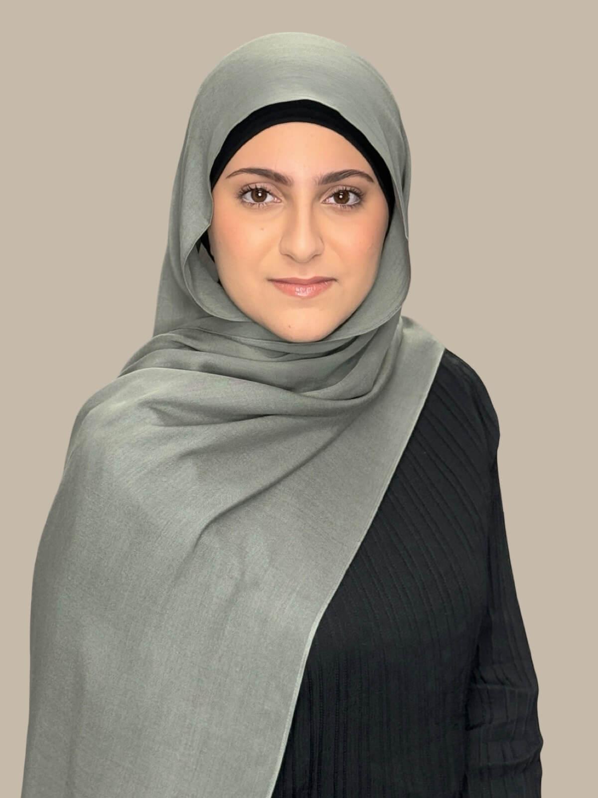 Modish Girl Cotton Modal Hijab Scarf - Soft & Breathable Slate Green Head Cover for Women - Perfect for Daily Wear, Prayer, and Fashion Outfits