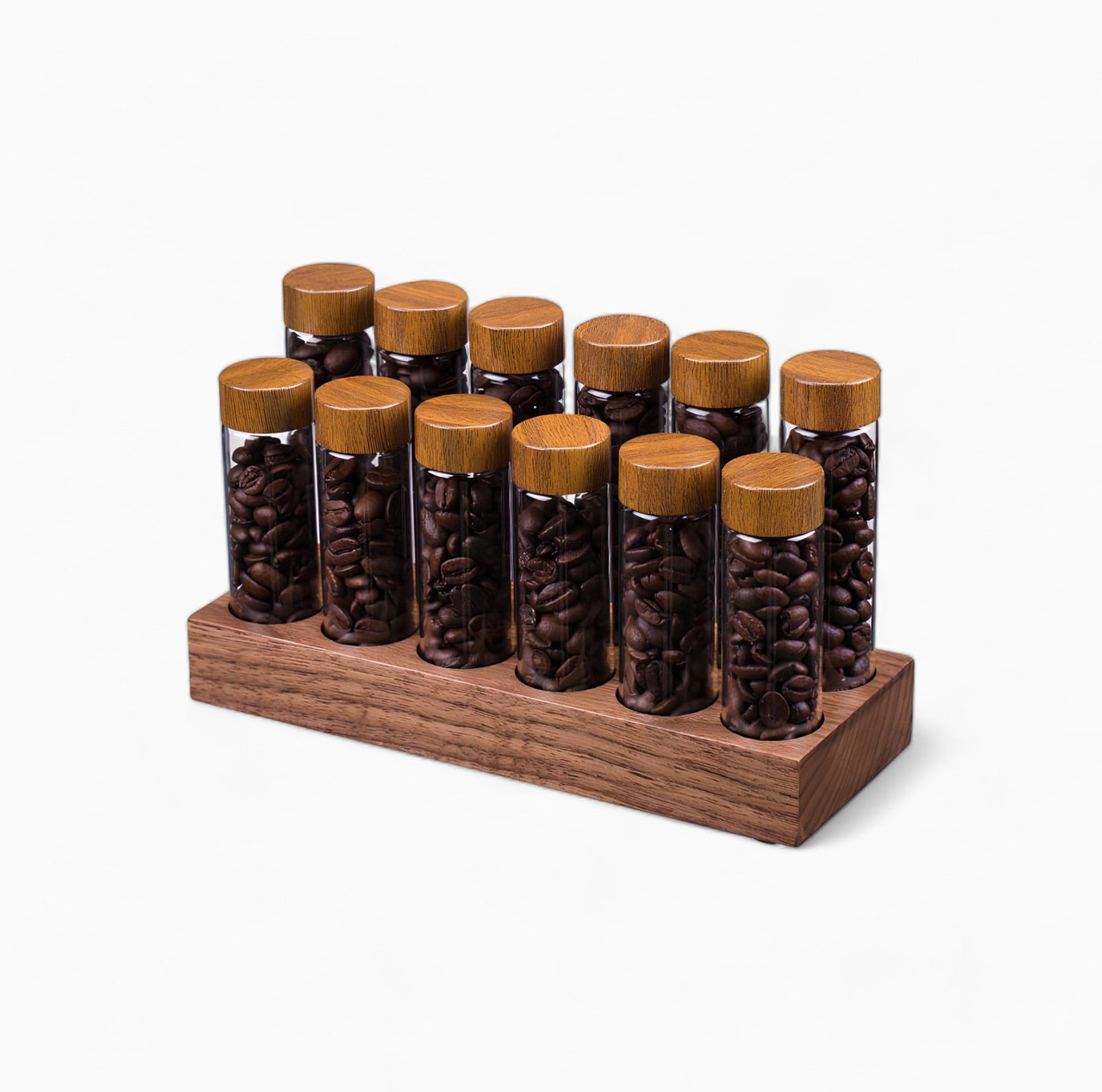 Premium Airtight Coffee Beans Storage Container - Glass Tube Display Rack for Kitchen Countertop - Perfect for Whole Bean Coffee Storage & Barista Style Home Brewing Station