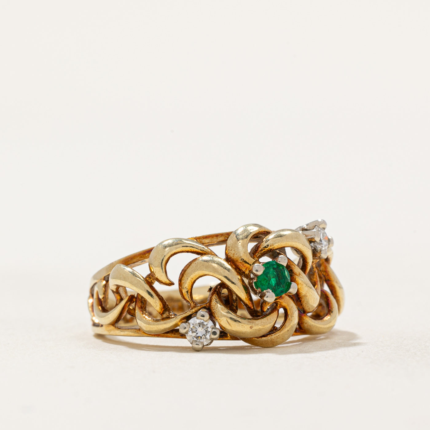 Emerald and Diamond Ring - 0.08ct Emerald with 0.09ctw Diamond Accents - Size 6 - Elegant Jewelry for Engagement, Anniversary & Special Occasions