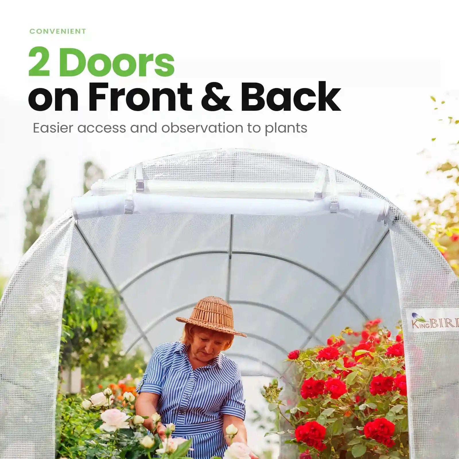 15' x 6.6' x 6.6' Walk-in Greenhouse Kit with Sturdy Frame & UV Protection - Perfect for Backyard Gardening, Plant Growing & Seed Starting