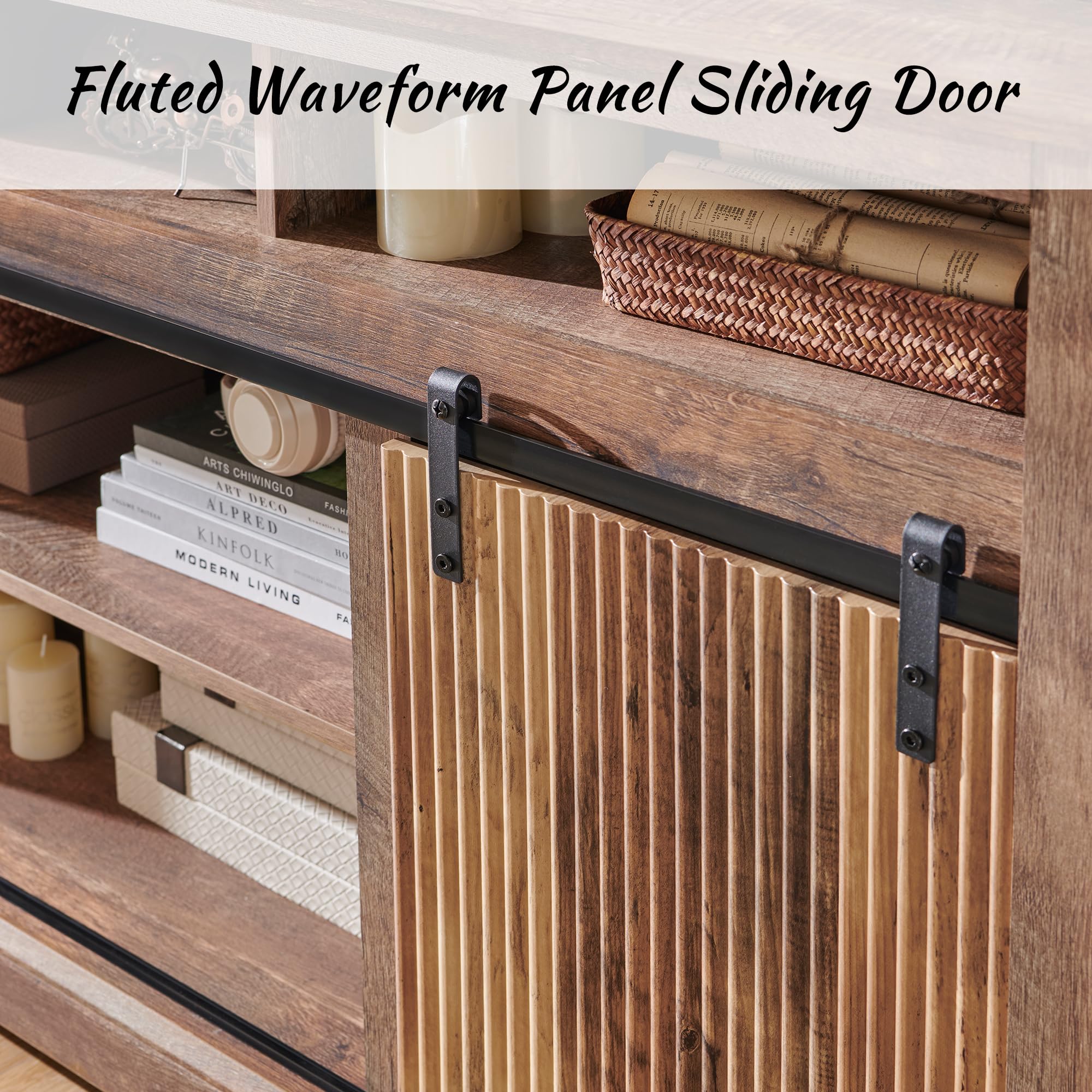 Modern Fluted TV Stand for 80 Inch TVs - 32
