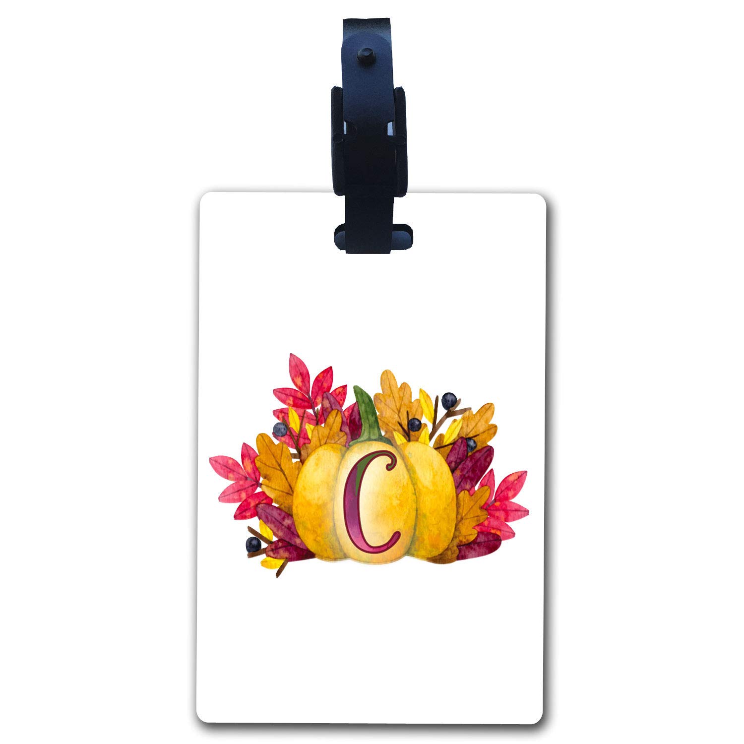 Personalized Watercolor Pumpkin Monogram Luggage Tag - Fall & Thanksgiving Travel Accessory for Suitcases, Bags & Backpacks | BRGiftShop